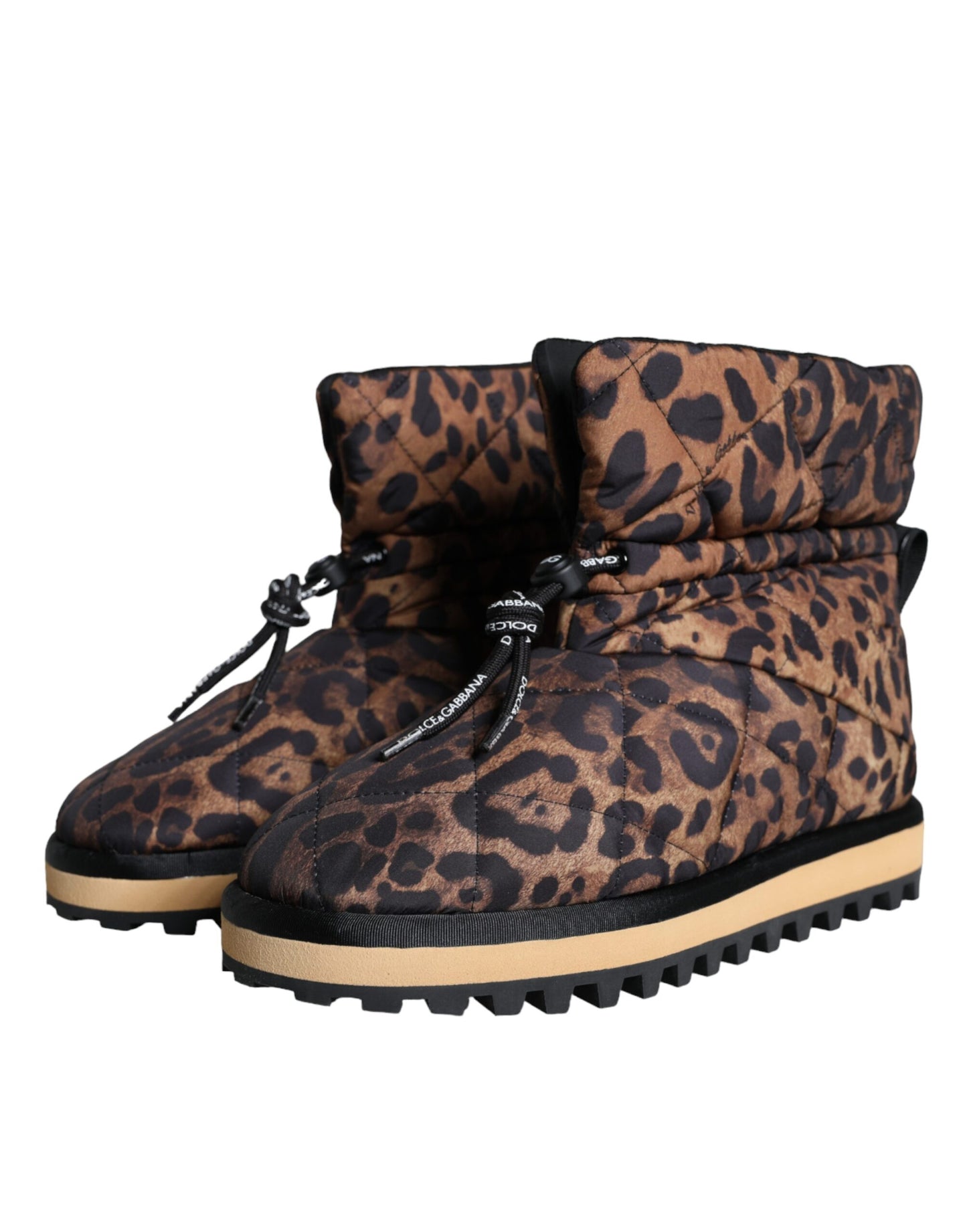 Bottines matelassées à imprimé léopard marron Dolce & Gabbana