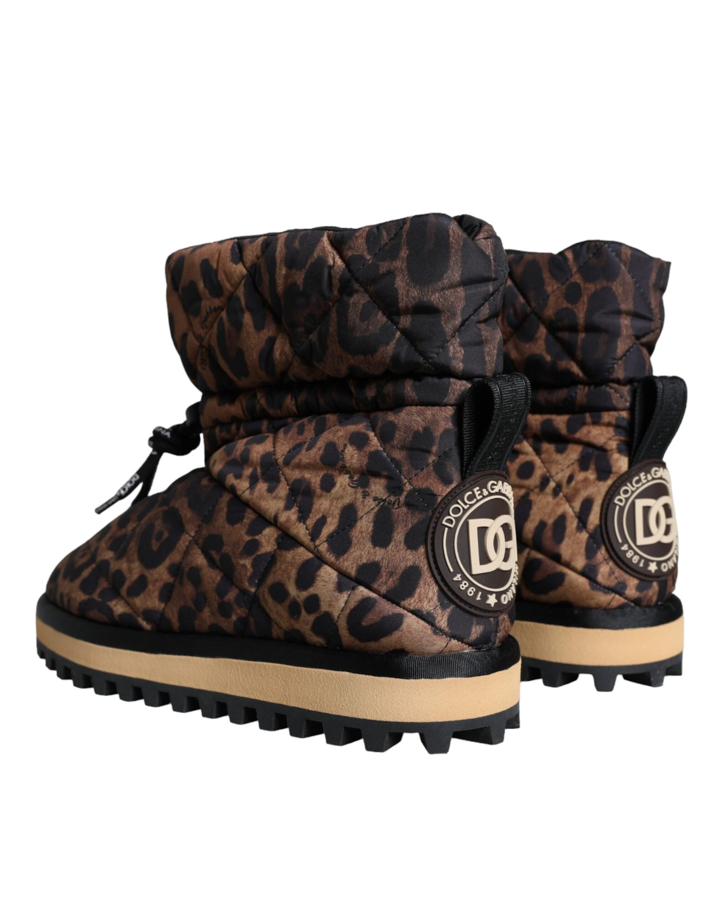 Bottines matelassées à imprimé léopard marron Dolce & Gabbana