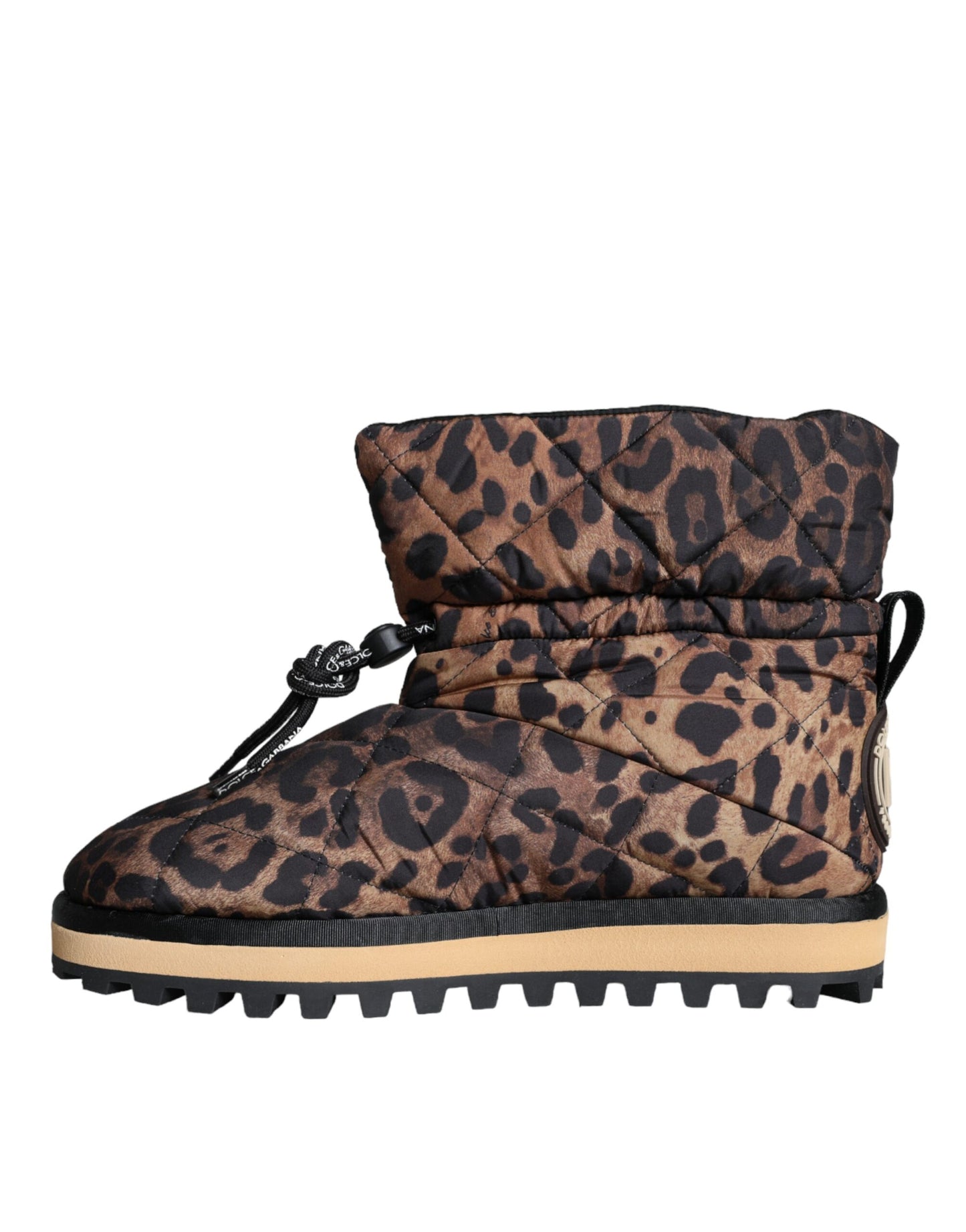 Bottines matelassées à imprimé léopard marron Dolce & Gabbana
