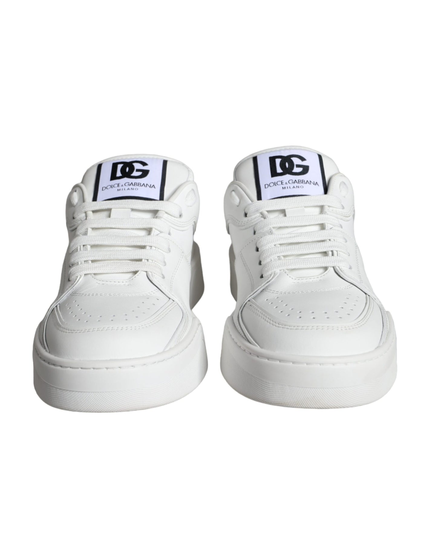 Dolce & Gabbana White Miami Leather Low Top Sneakers Shoes by Dolce & Gabbana