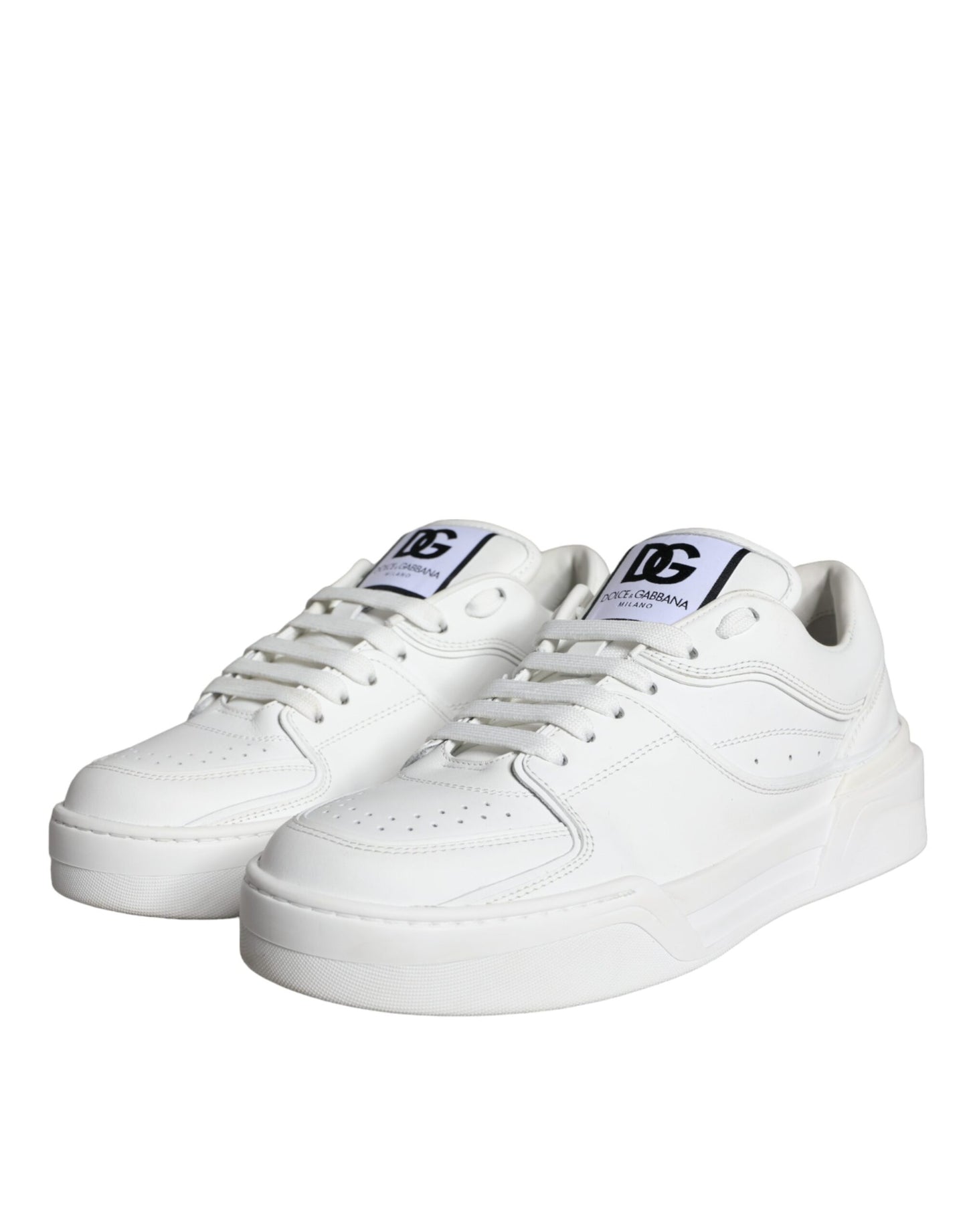 Dolce & Gabbana White Miami Leather Low Top Sneakers Shoes by Dolce & Gabbana