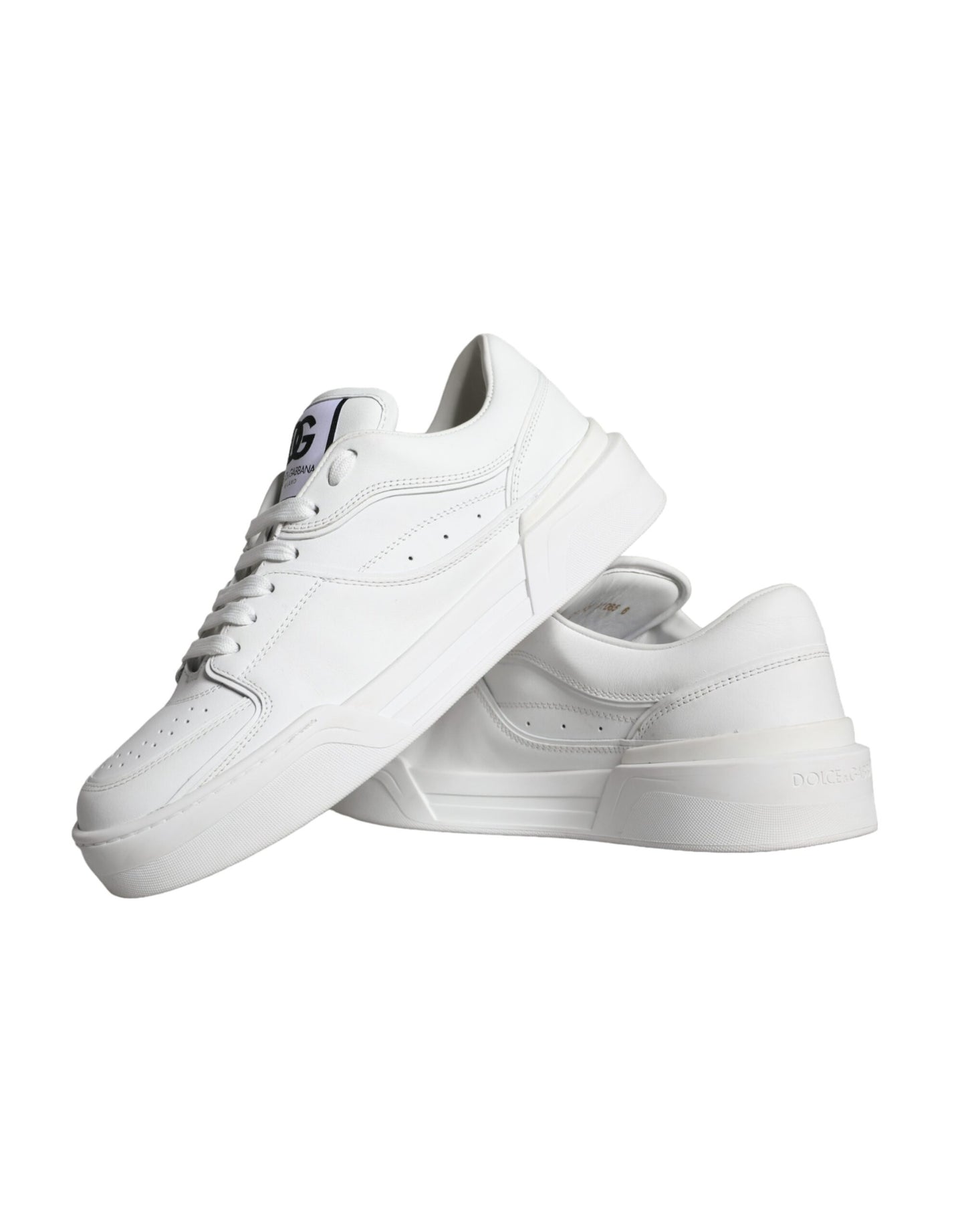 Dolce & Gabbana White Miami Leather Low Top Sneakers Shoes by Dolce & Gabbana