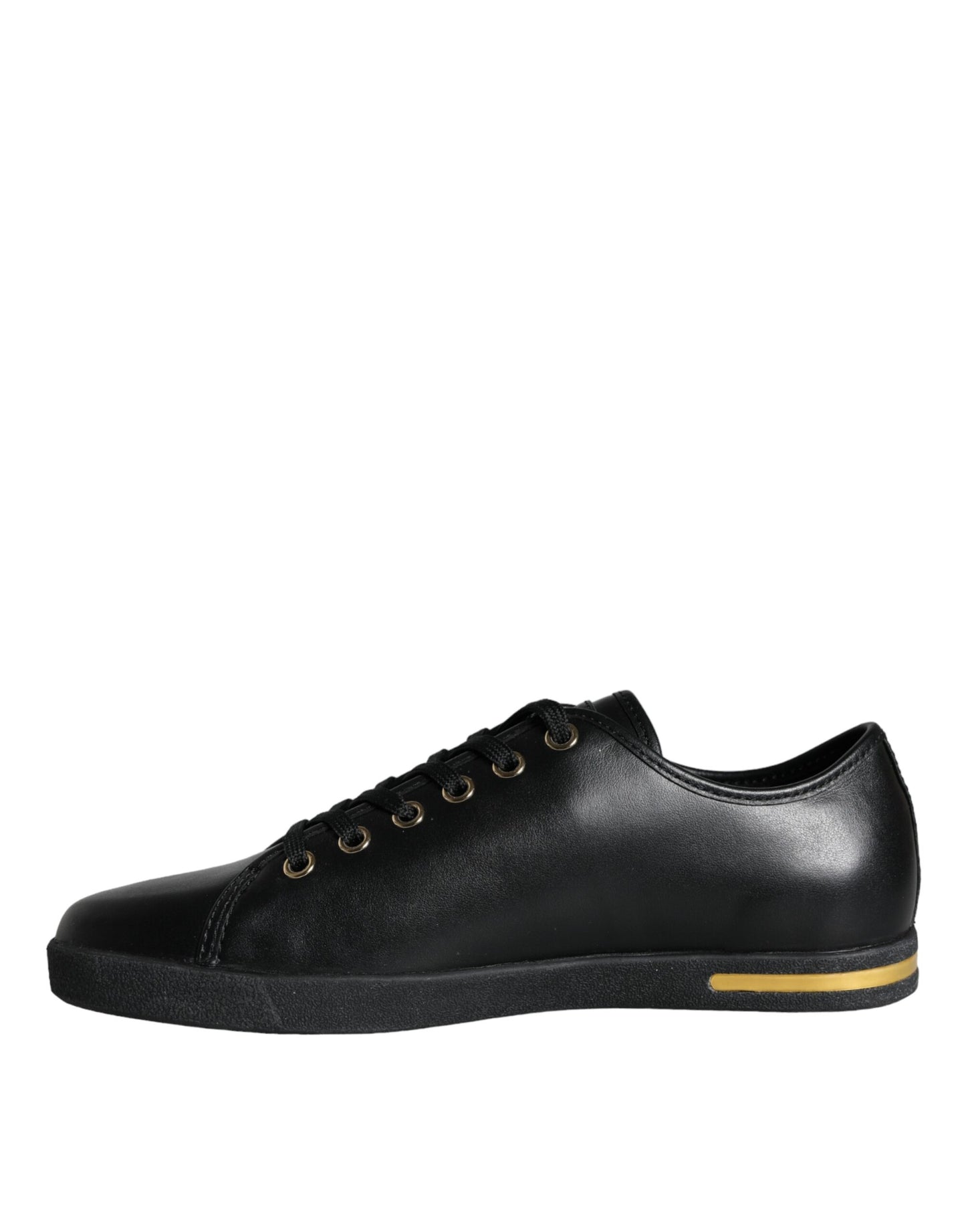 Dolce & Gabbana Black Gold Leather Classic Sneakers Shoes by Dolce & Gabbana