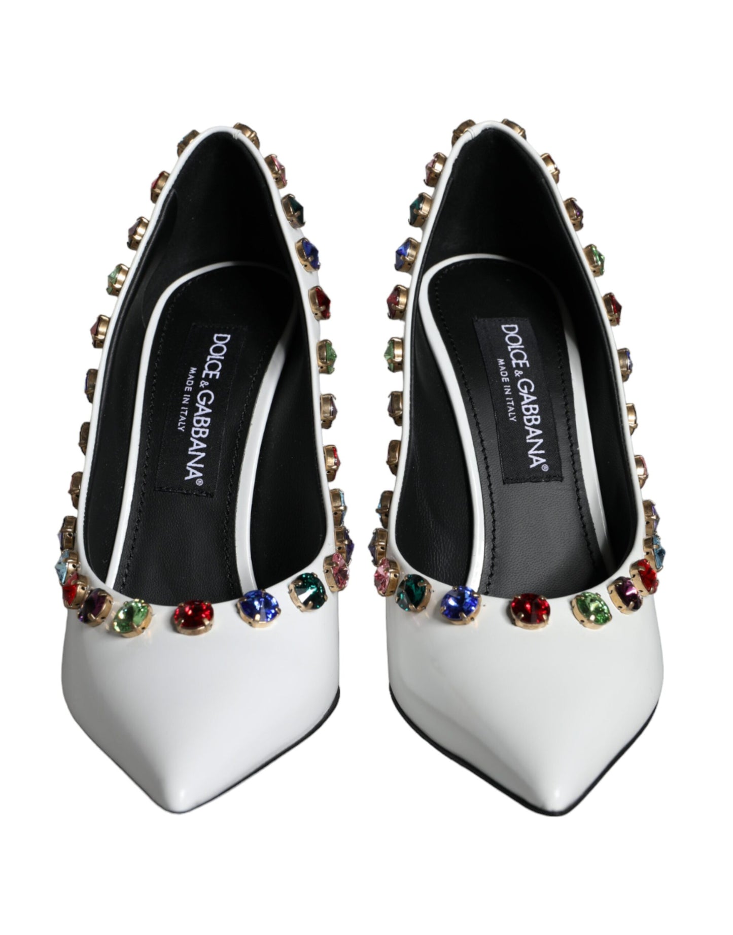 Escarpins à talons hauts Dolce & Gabbana en cuir blanc avec cristaux