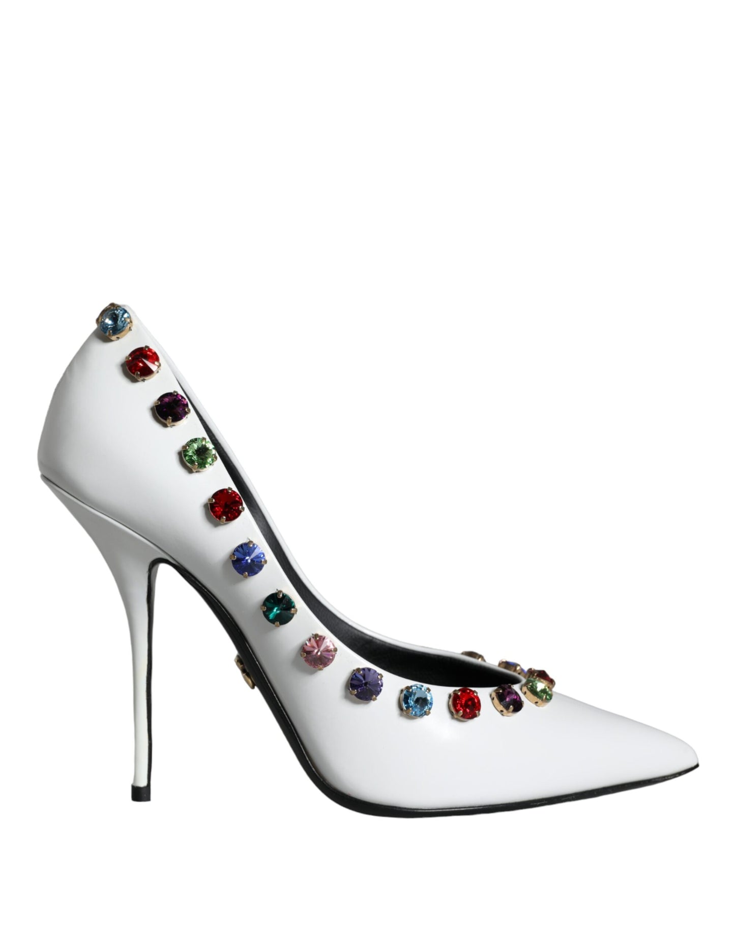 Escarpins à talons hauts Dolce & Gabbana en cuir blanc avec cristaux
