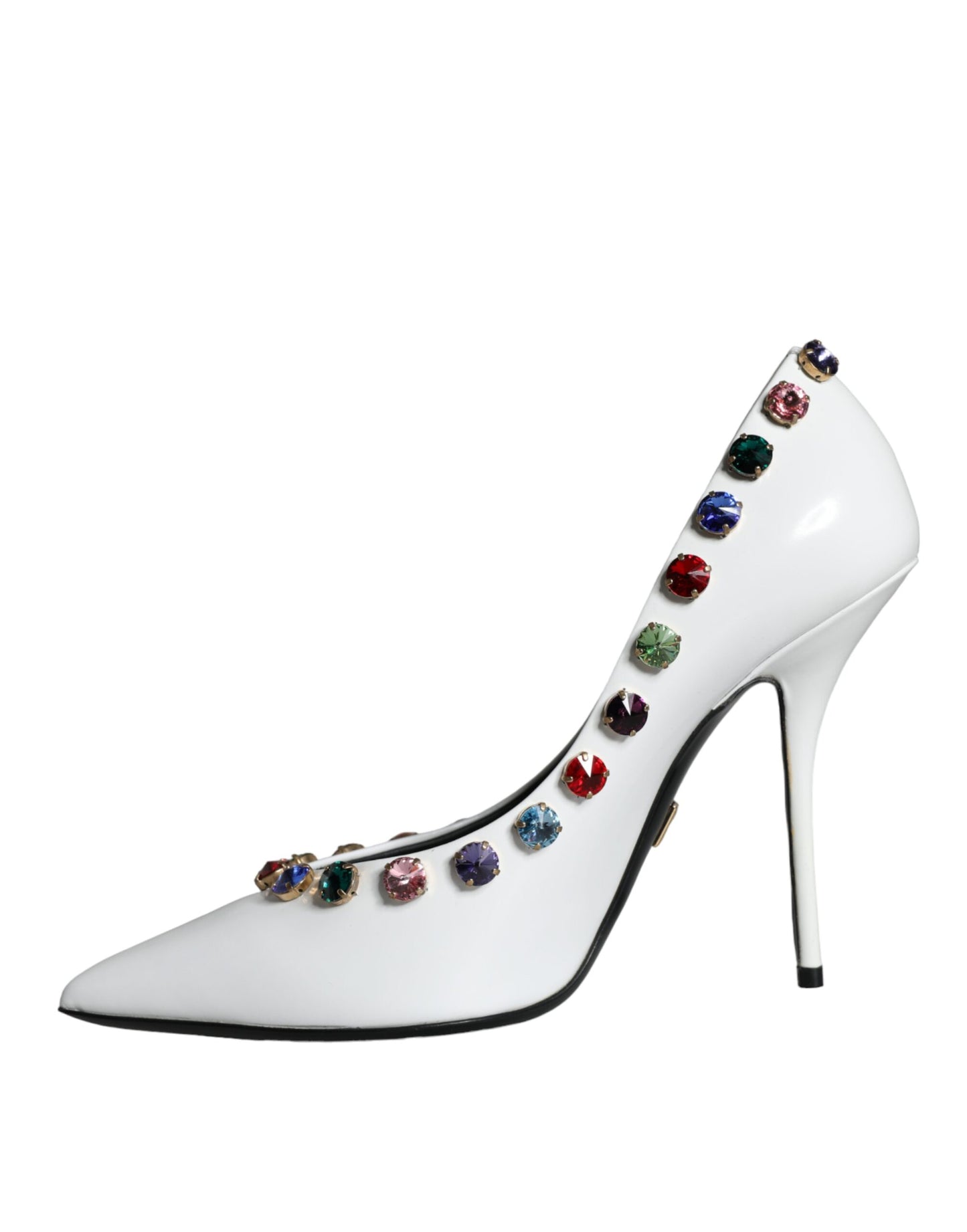Escarpins à talons hauts Dolce & Gabbana en cuir blanc avec cristaux