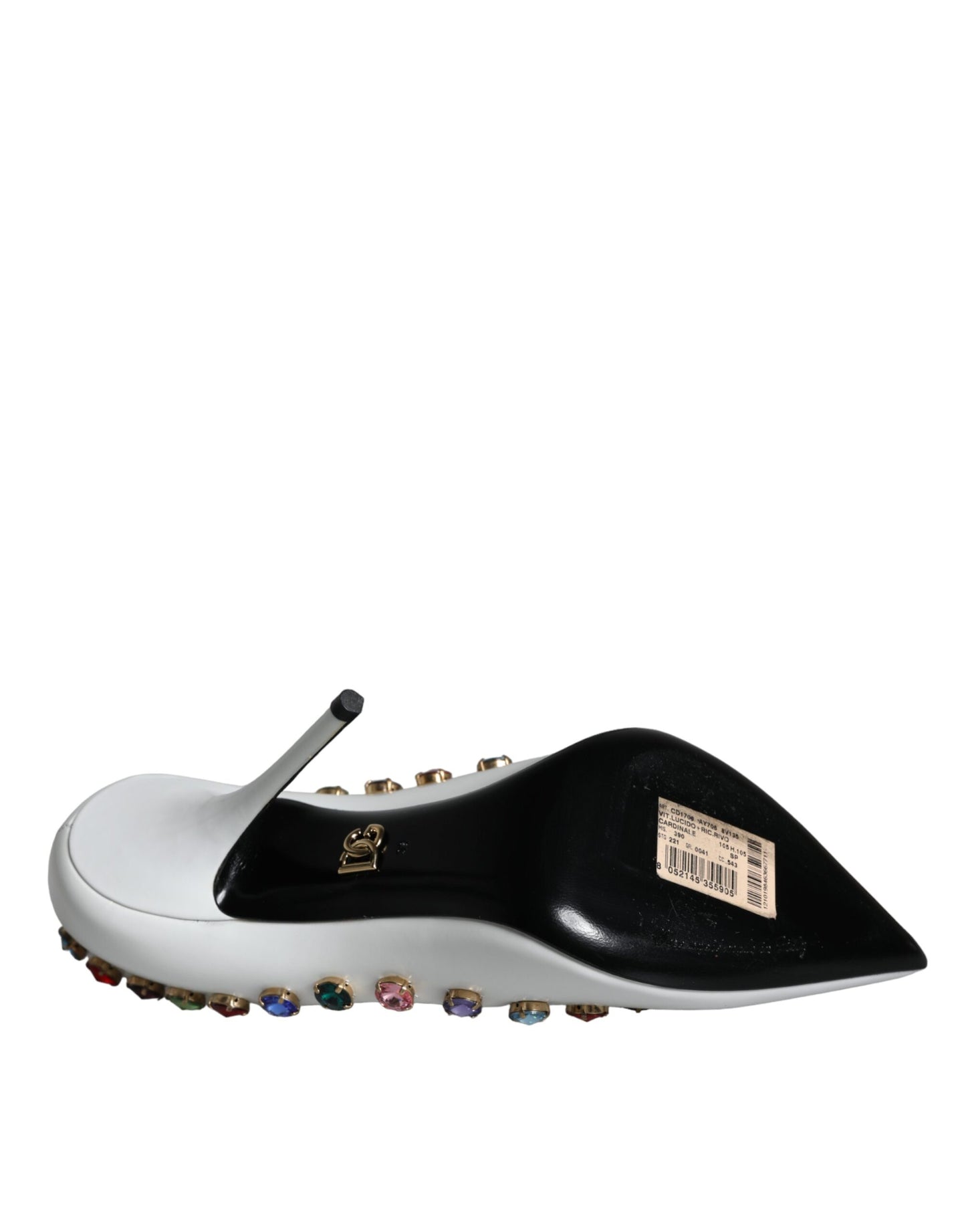 Escarpins à talons hauts Dolce & Gabbana en cuir blanc avec cristaux