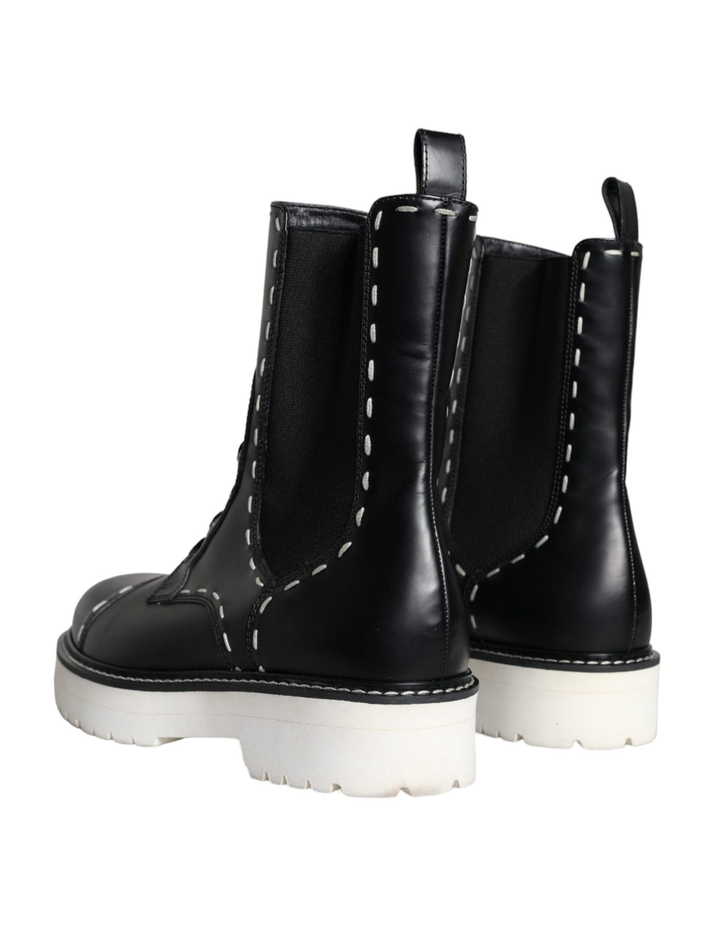 Bottes mi-mollet en cuir noir Dolce & Gabbana