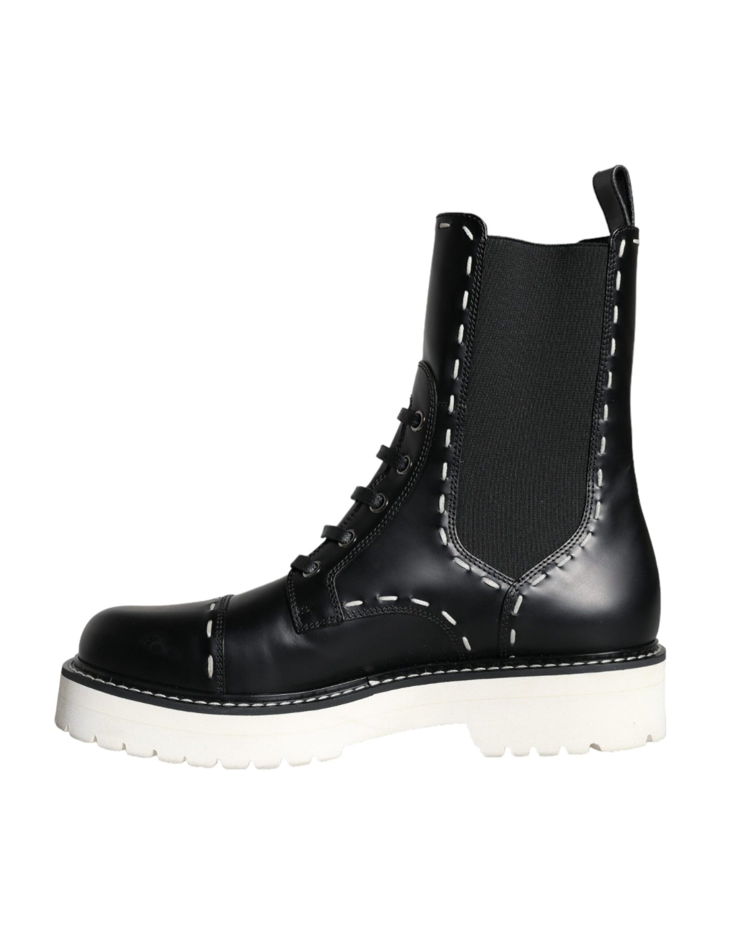 Bottes mi-mollet en cuir noir Dolce & Gabbana