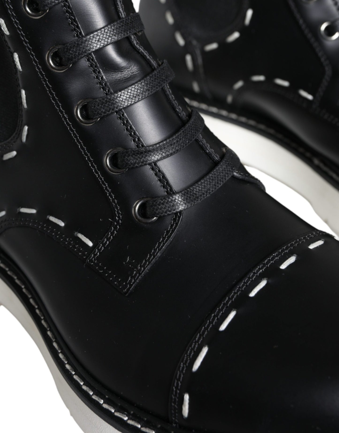 Bottes mi-mollet en cuir noir Dolce & Gabbana