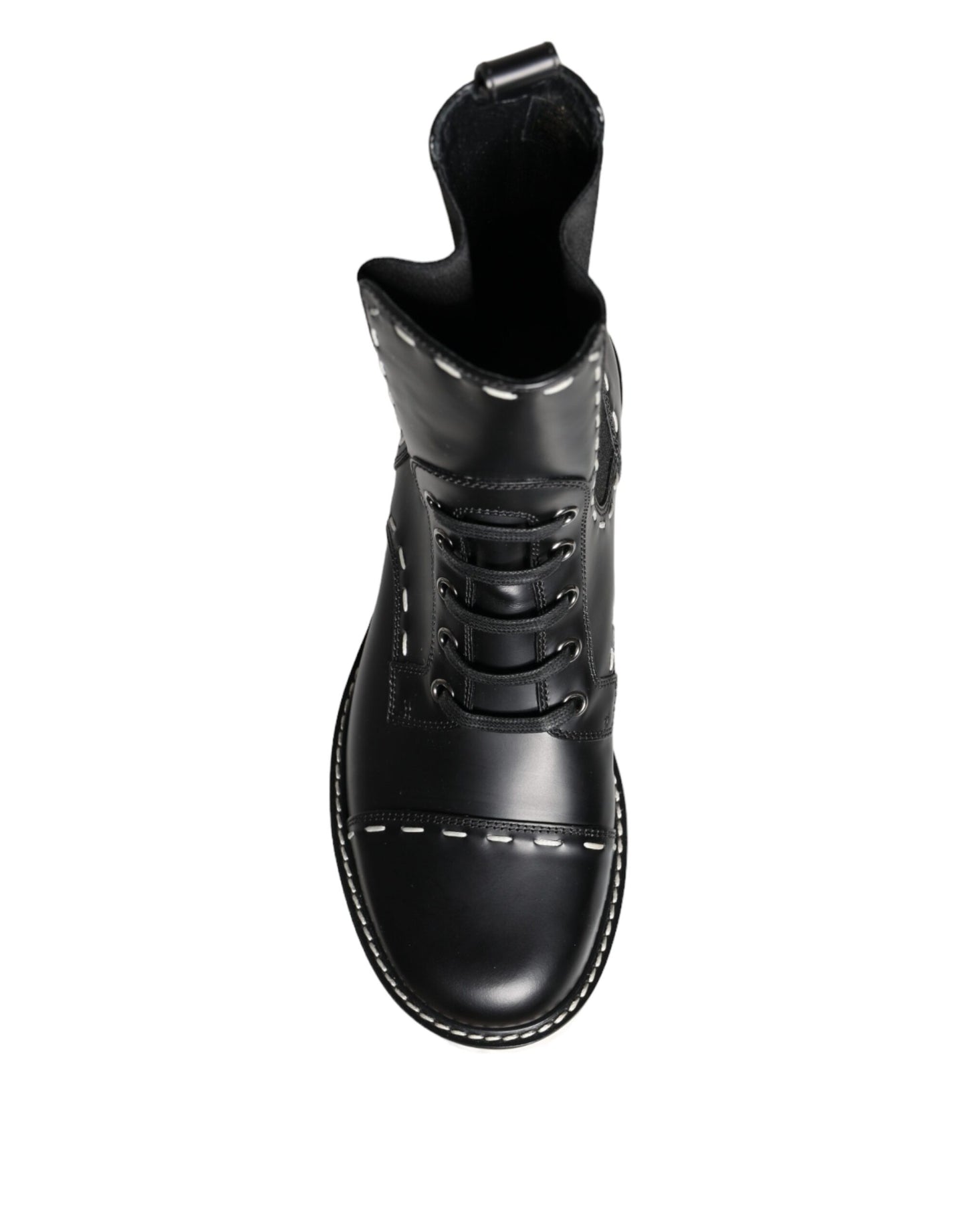 Bottes mi-mollet en cuir noir Dolce & Gabbana