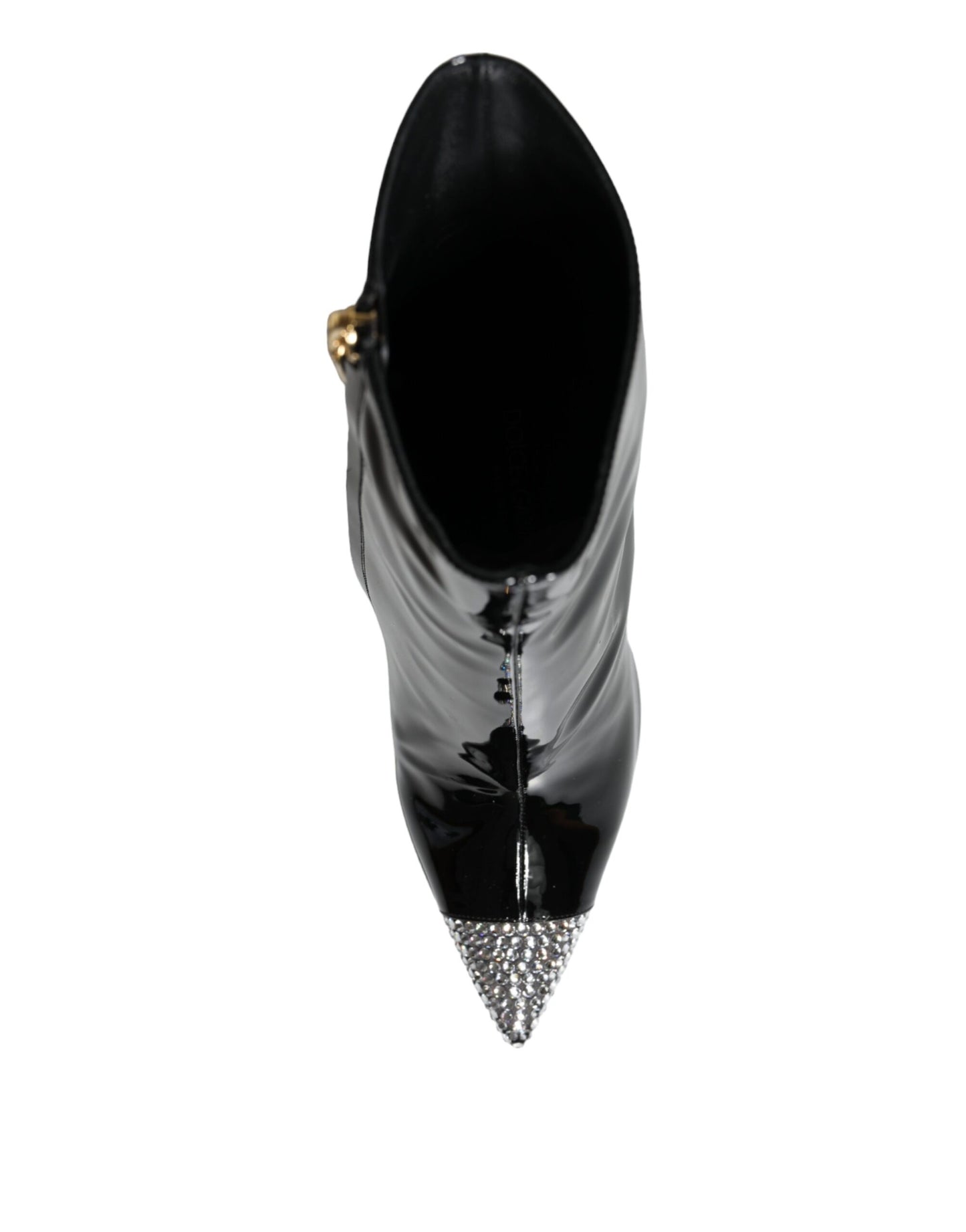 Bottes à talons en cuir verni noir Dolce & Gabbana