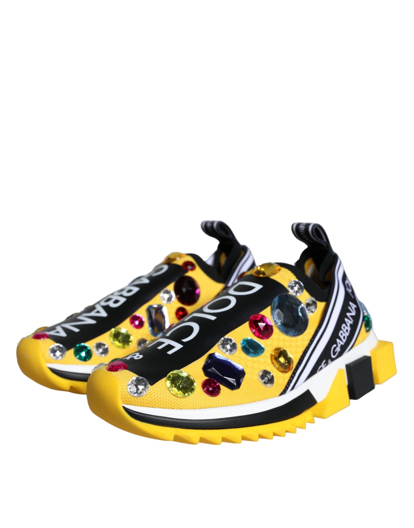 Dolce & Gabbana Yellow Sorrento Crystals Sneakers Womens Shoes by Dolce & Gabbana