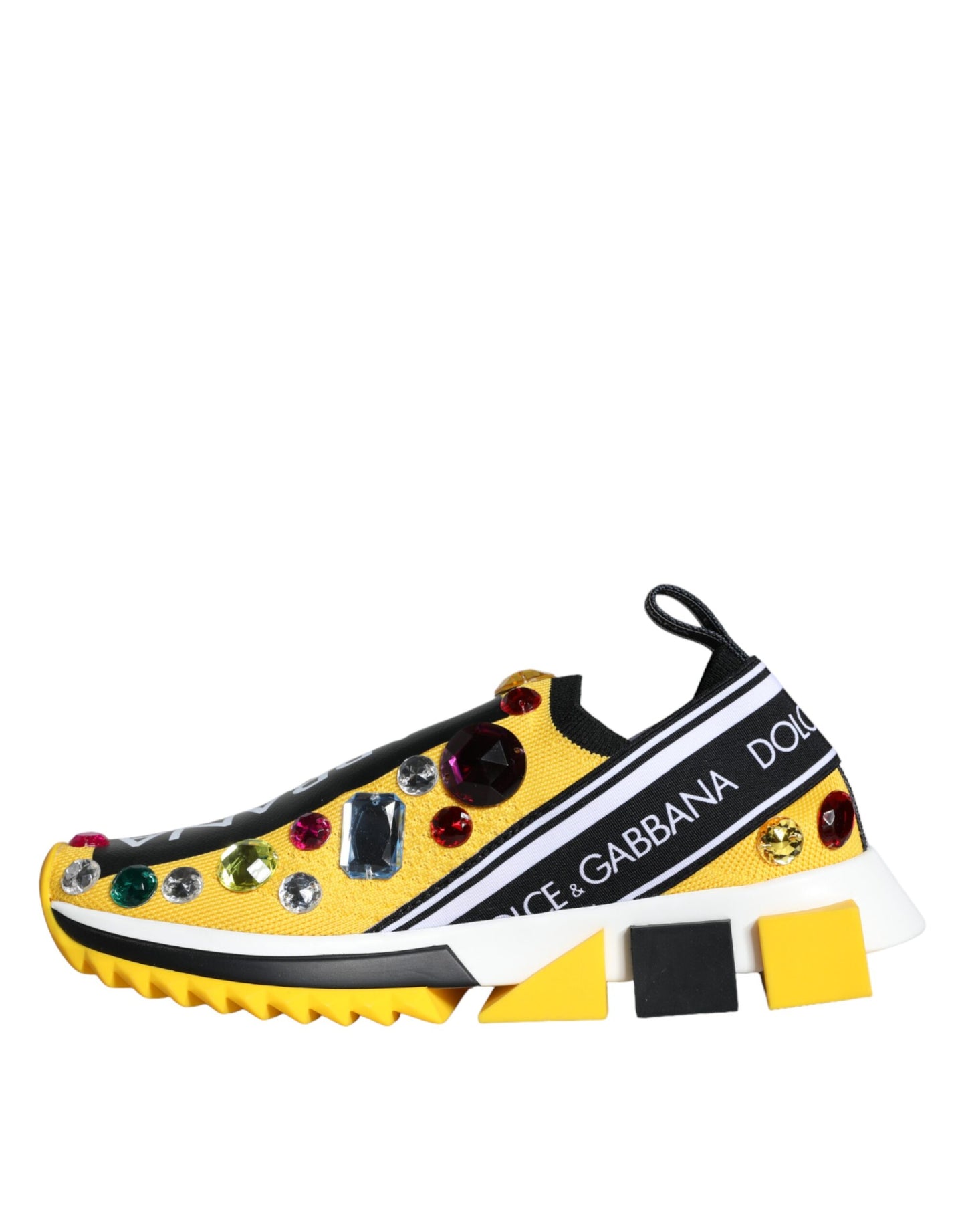 Dolce & Gabbana Yellow Sorrento Crystals Sneakers Womens Shoes by Dolce & Gabbana