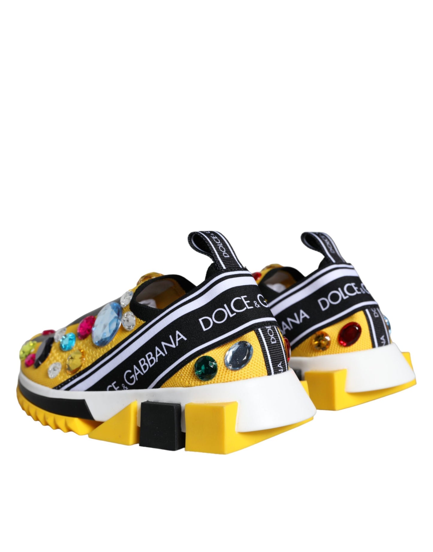 Dolce & Gabbana Yellow Sorrento Crystals Sneakers Womens Shoes by Dolce & Gabbana