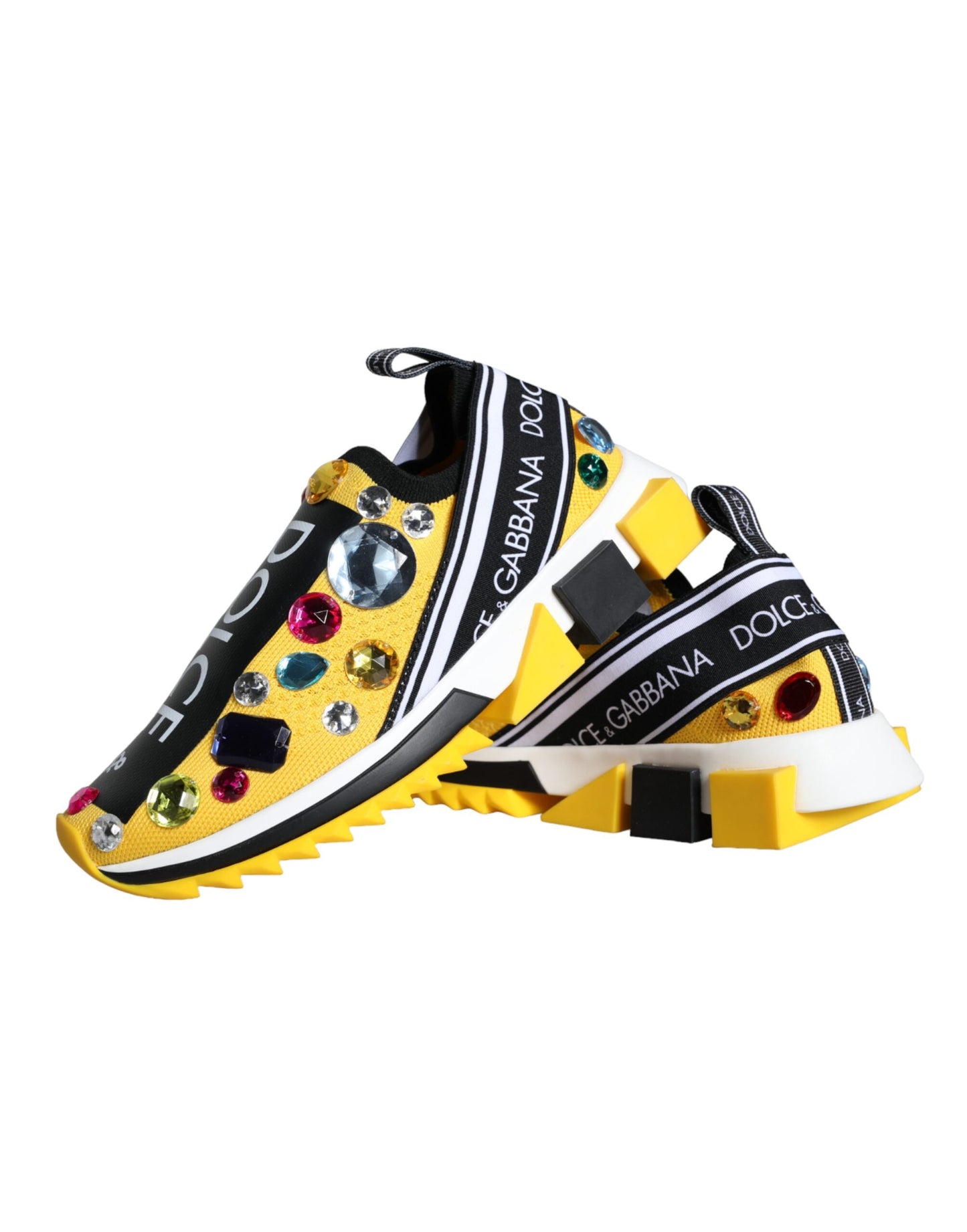 Dolce & Gabbana Yellow Sorrento Crystals Sneakers Womens Shoes by Dolce & Gabbana