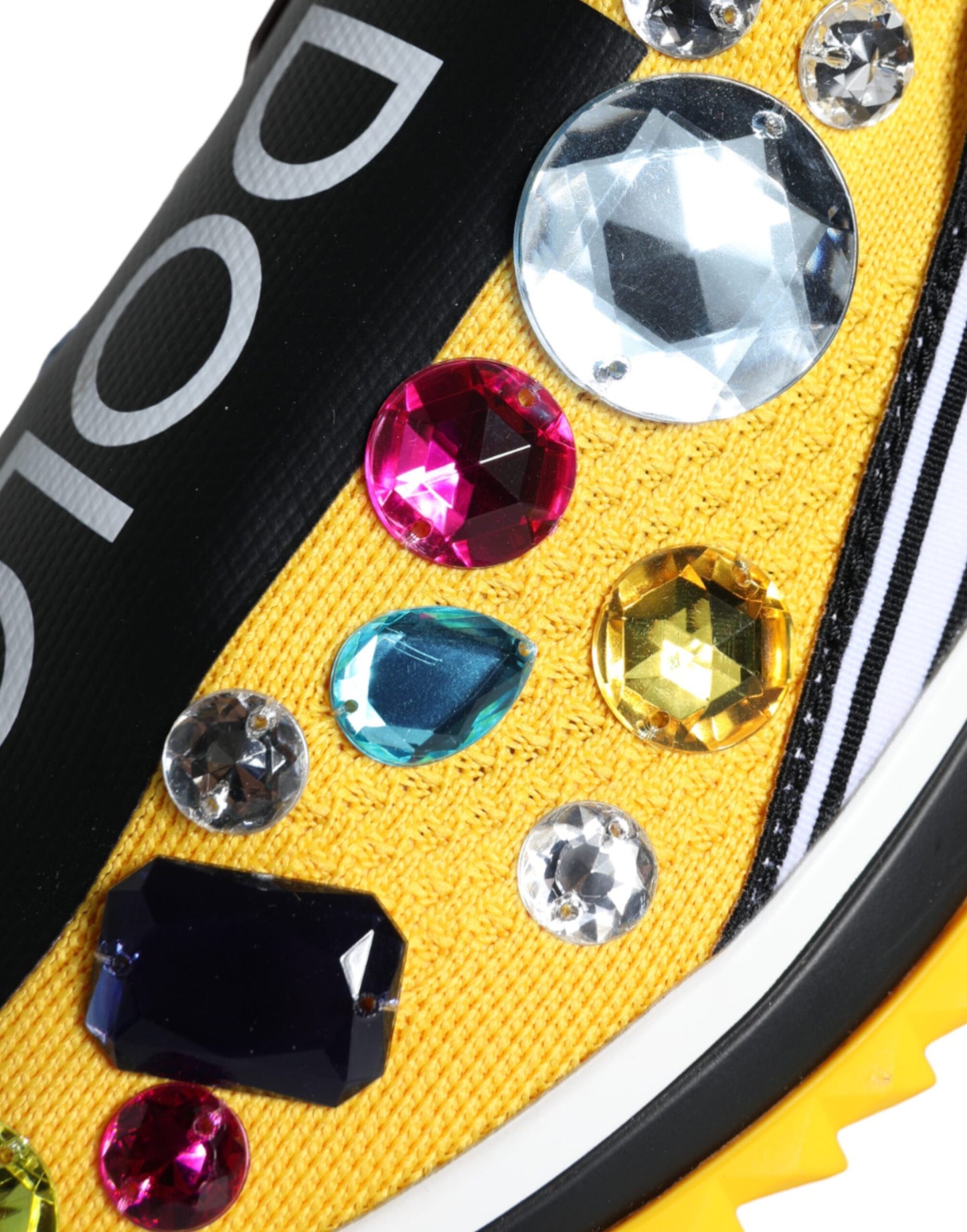 Dolce & Gabbana Yellow Sorrento Crystals Sneakers Womens Shoes by Dolce & Gabbana