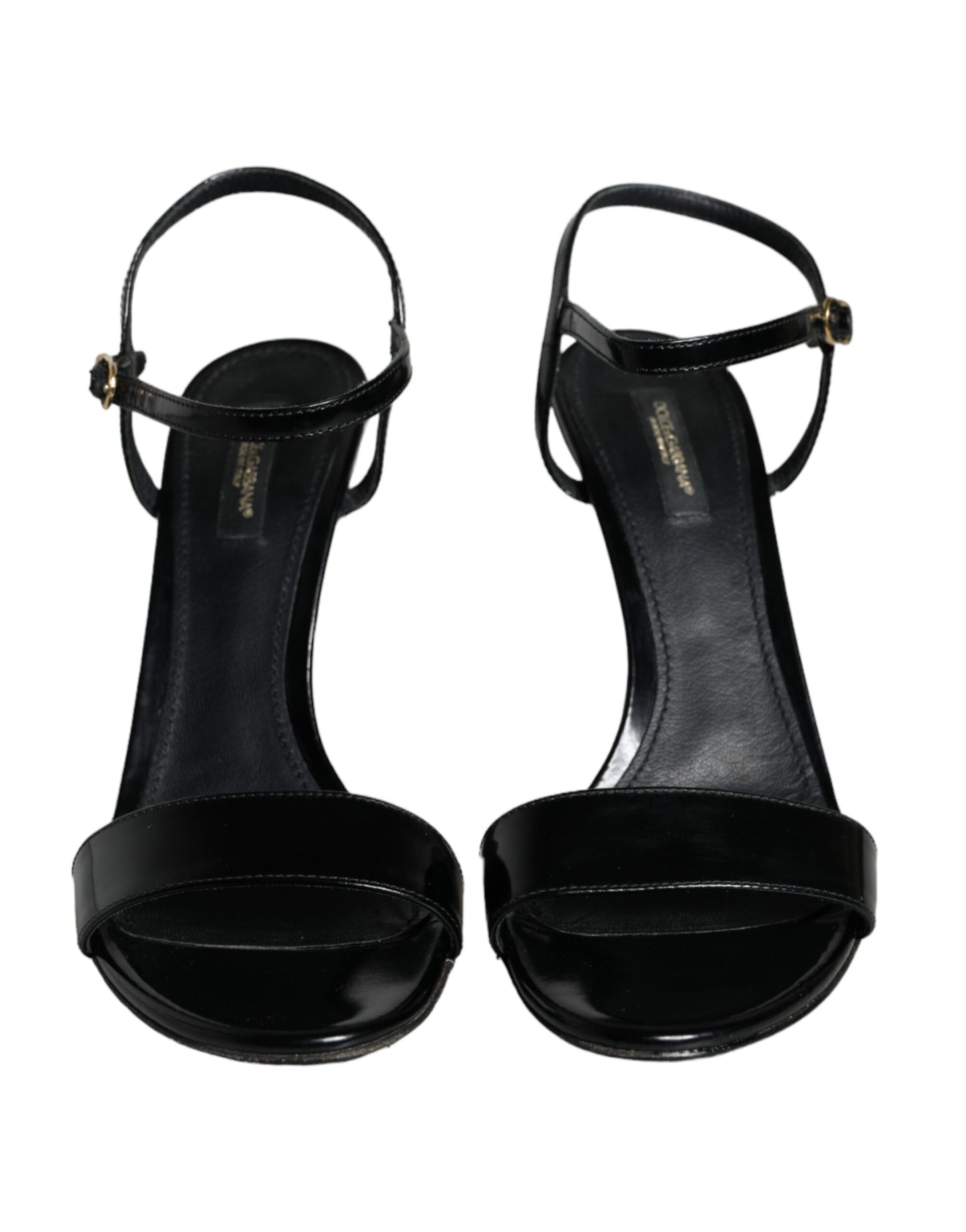 Sandales à talons en cuir noir Dolce & Gabbana KEIRA