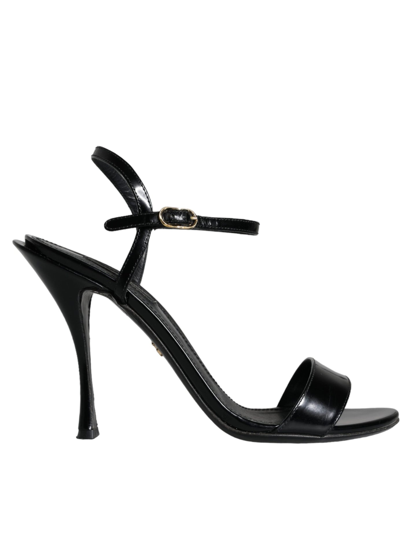 Sandales à talons en cuir noir Dolce & Gabbana KEIRA