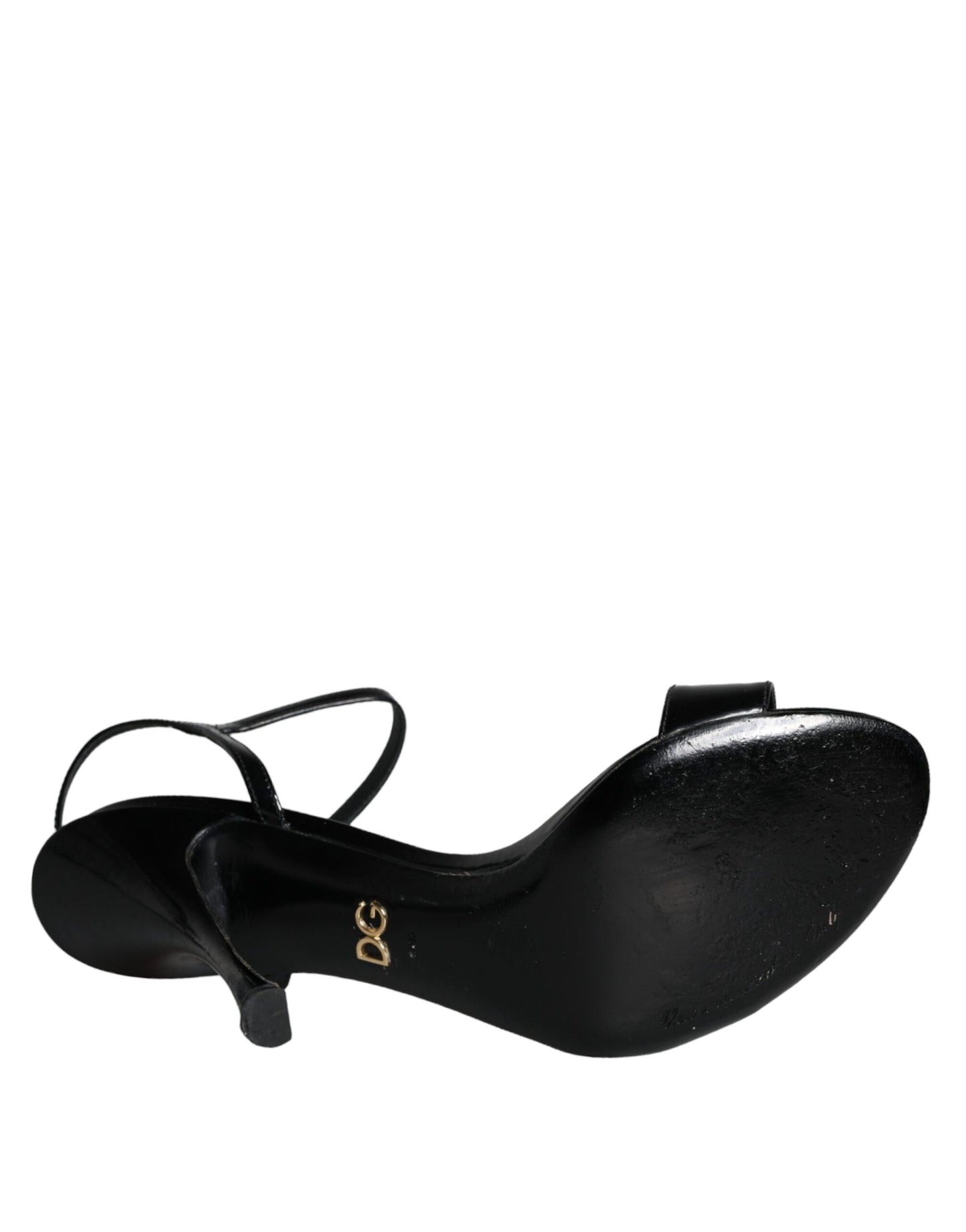 Sandales à talons en cuir noir Dolce & Gabbana KEIRA