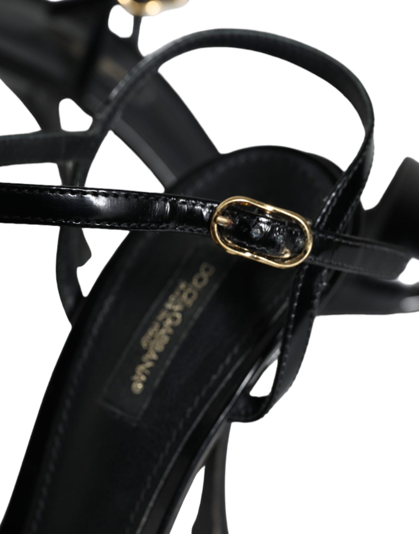 Sandales à talons en cuir noir Dolce & Gabbana KEIRA