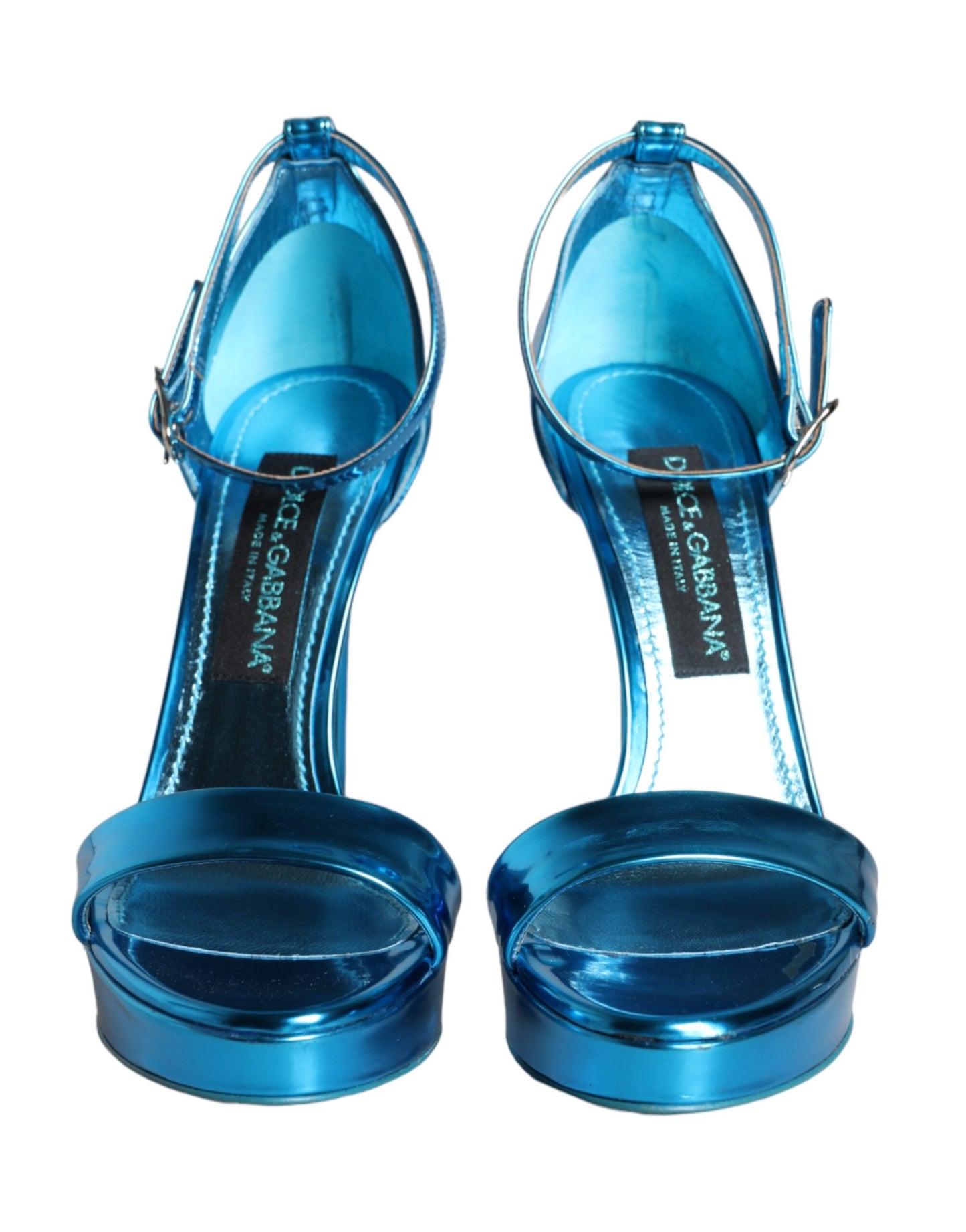 Sandales Keira en cuir bleu métallisé Dolce & Gabbana