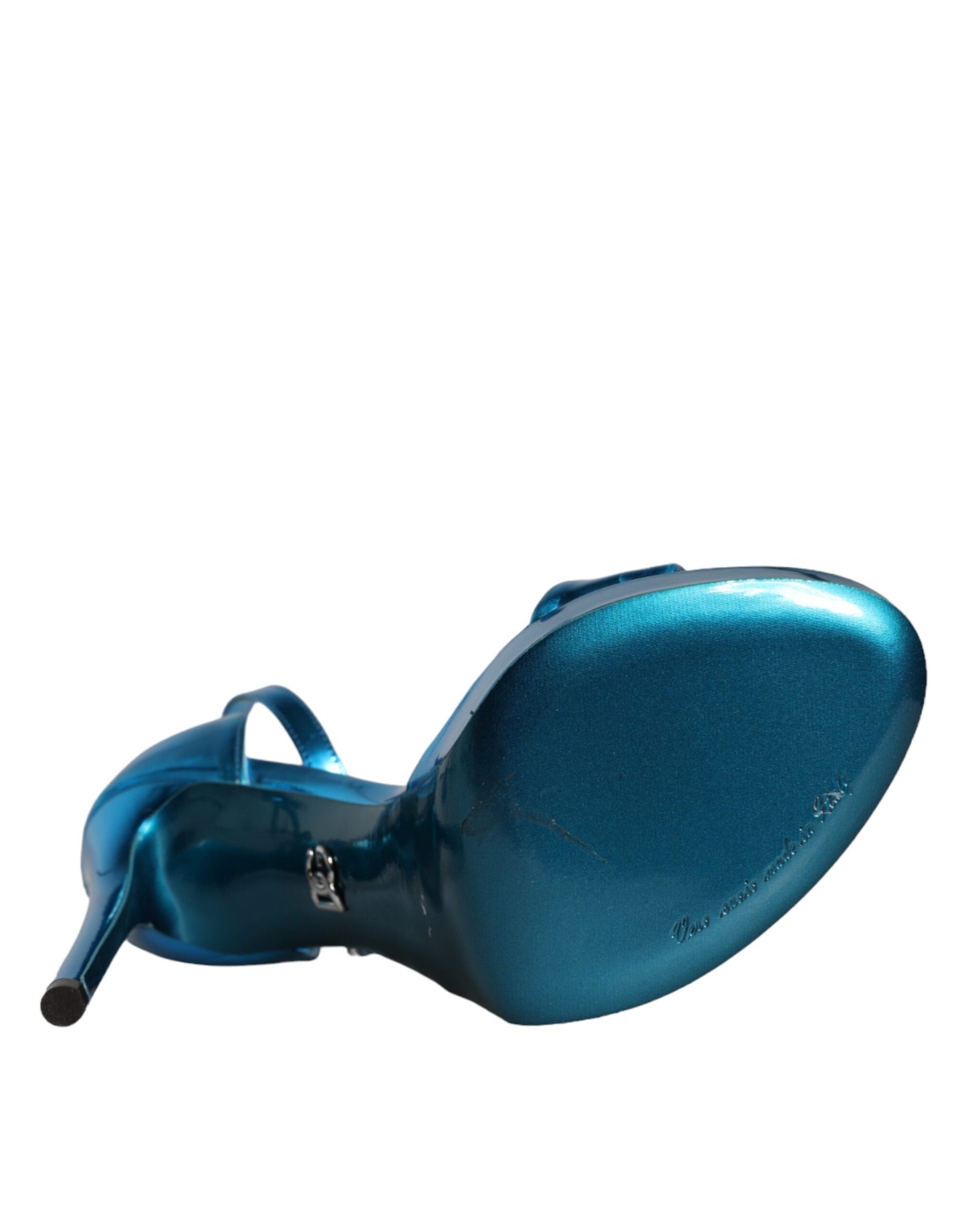 Sandales Keira en cuir bleu métallisé Dolce & Gabbana