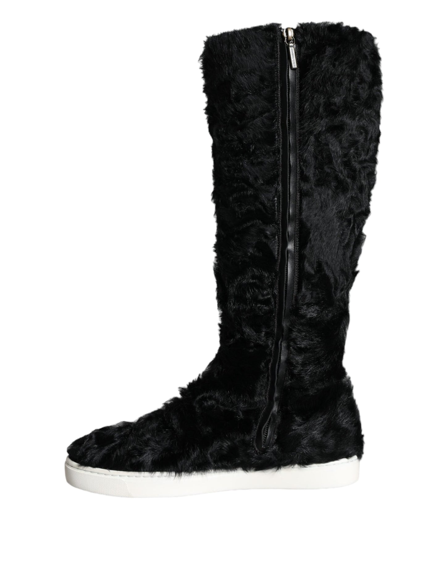 Bottes en cuir et fourrure d'agneau noires Xiangao de Dolce & Gabbana