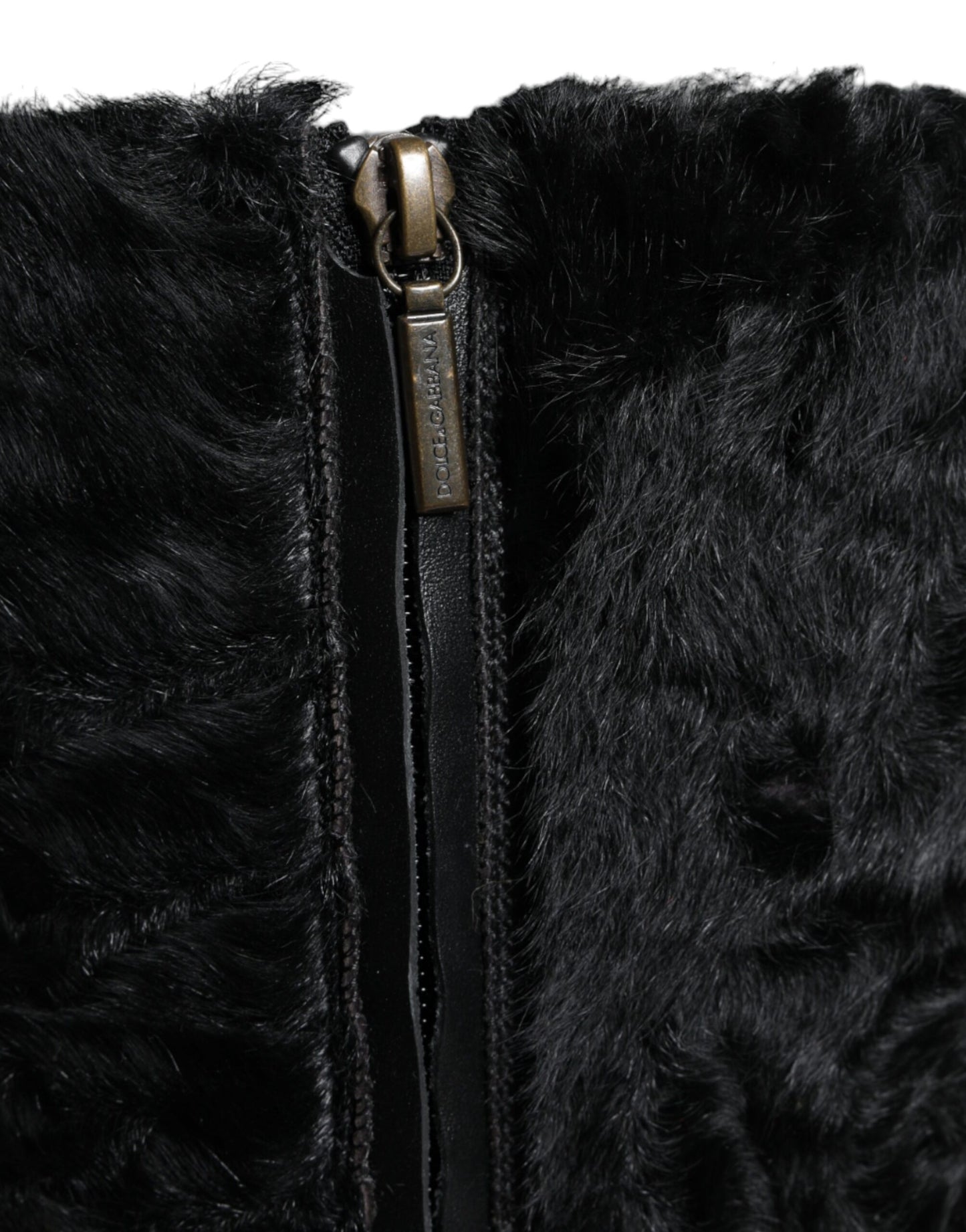 Bottes en cuir et fourrure d'agneau noires Xiangao de Dolce & Gabbana