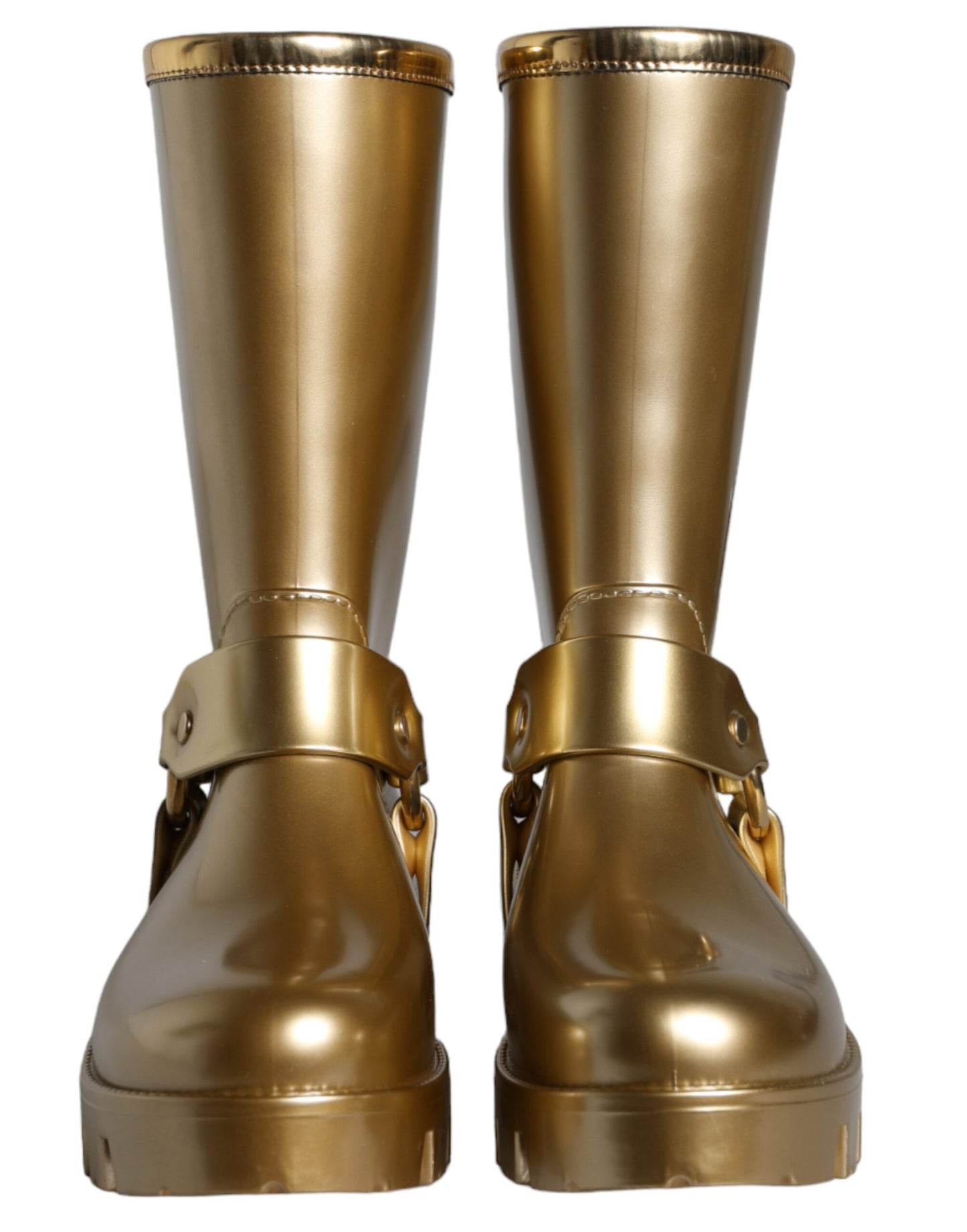 Bottes de pluie Dolce & Gabbana en caoutchouc PVC métallisé doré