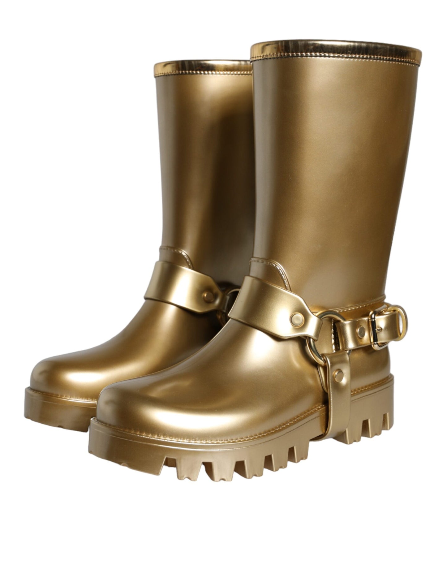 Bottes de pluie Dolce & Gabbana en caoutchouc PVC métallisé doré