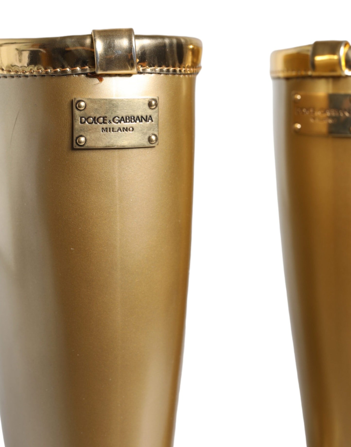 Bottes de pluie Dolce & Gabbana en caoutchouc PVC métallisé doré