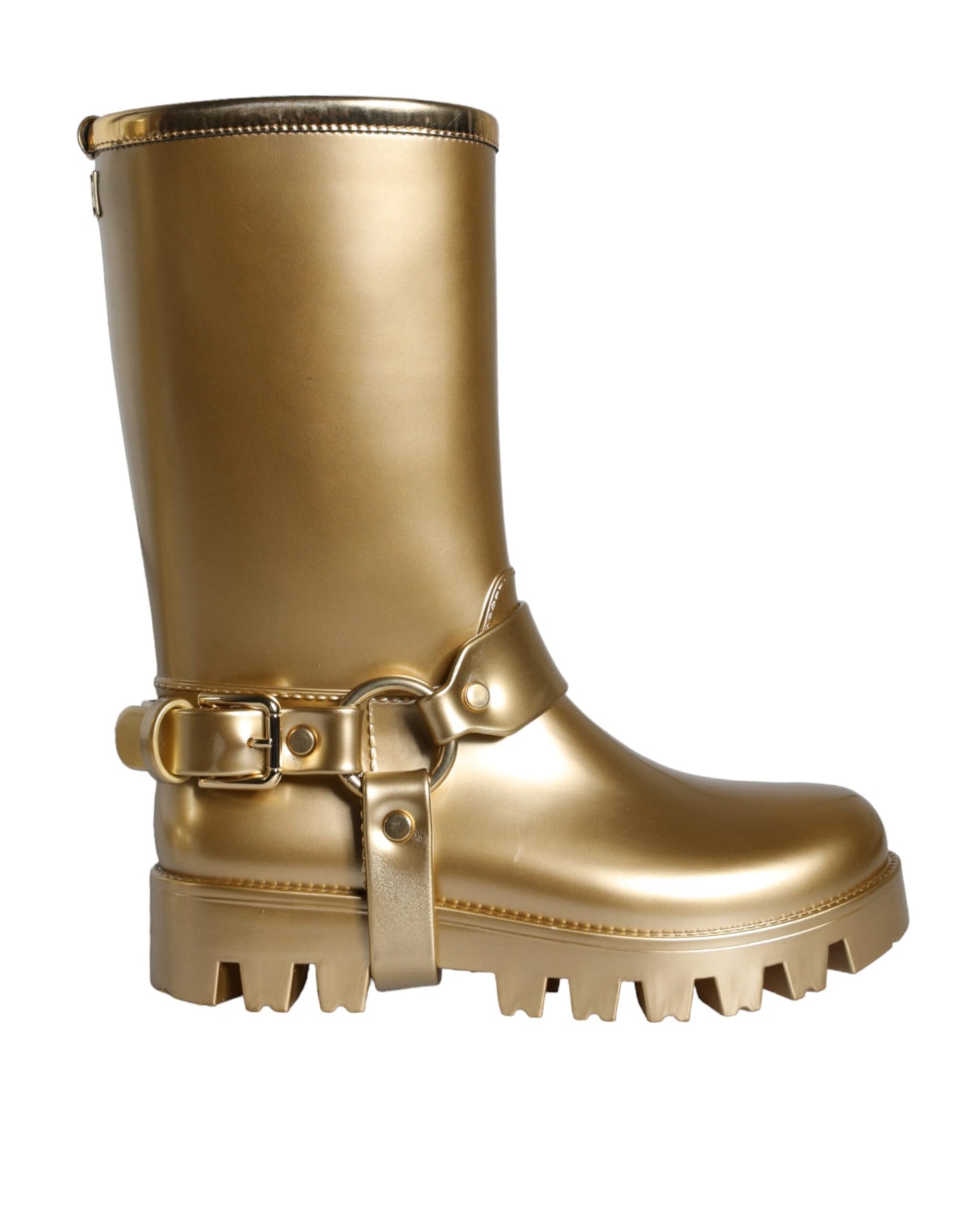 Bottes de pluie Dolce & Gabbana en caoutchouc PVC métallisé doré