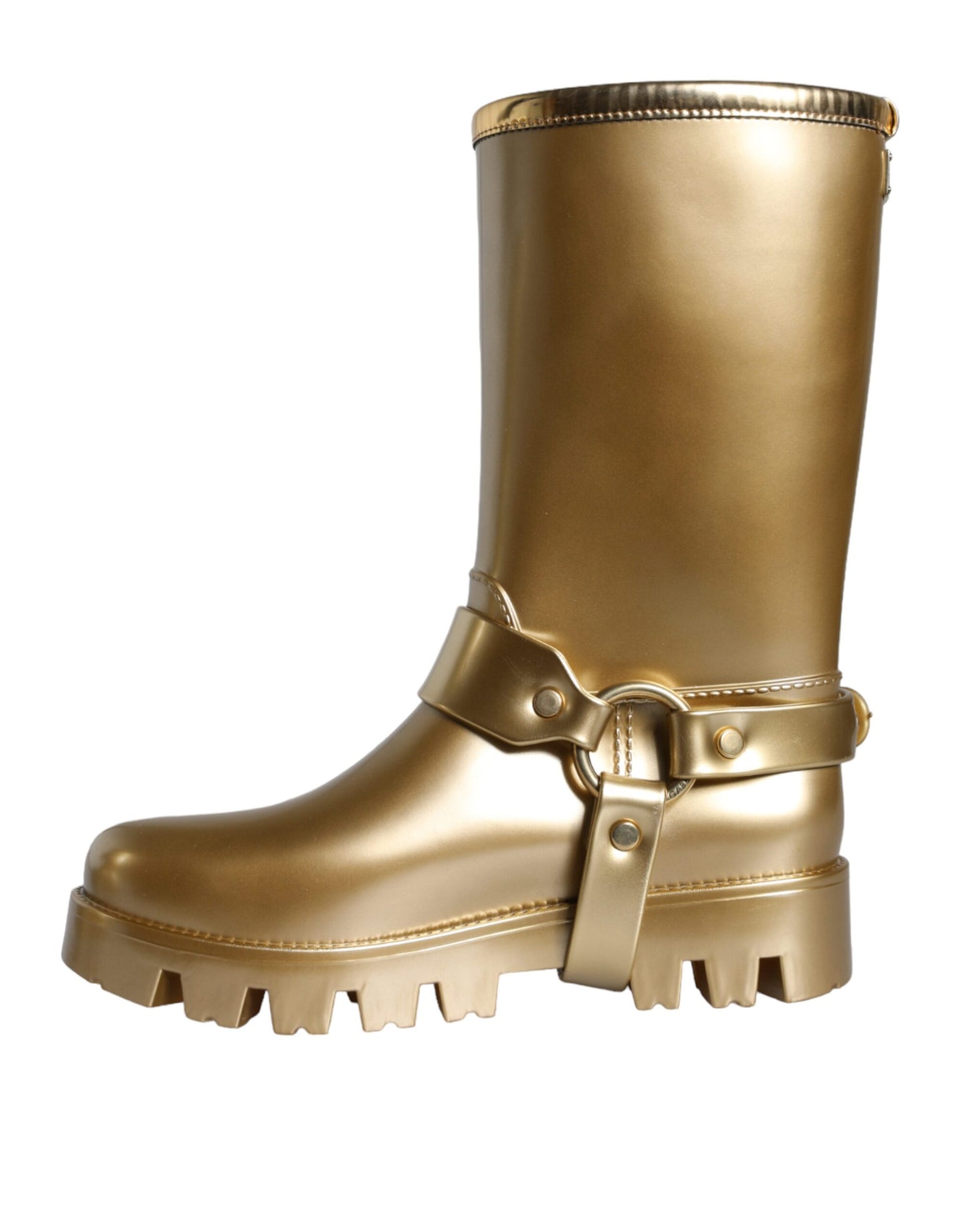 Bottes de pluie Dolce & Gabbana en caoutchouc PVC métallisé doré