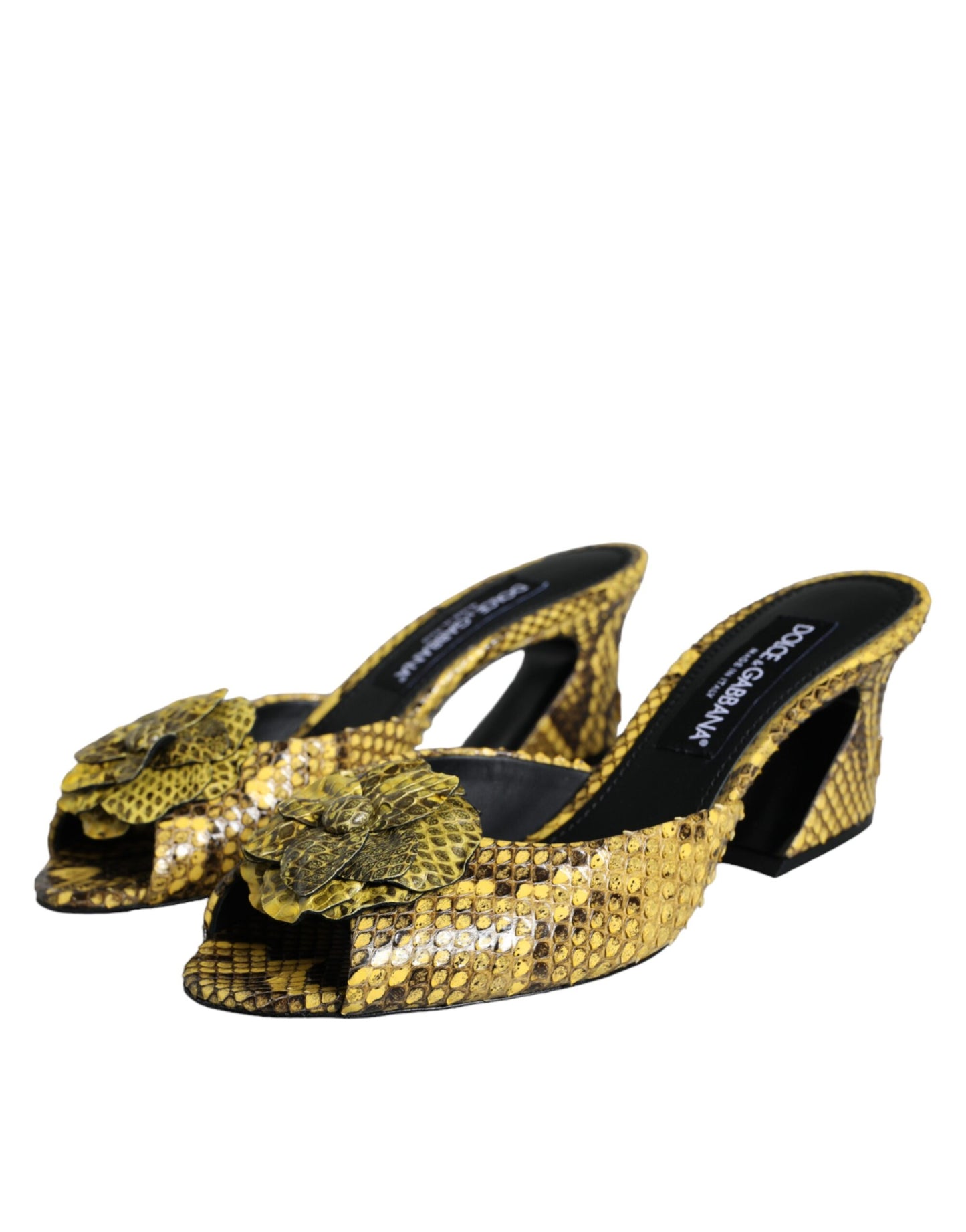 Chaussures à talons compensés Dolce & Gabbana en cuir jaune