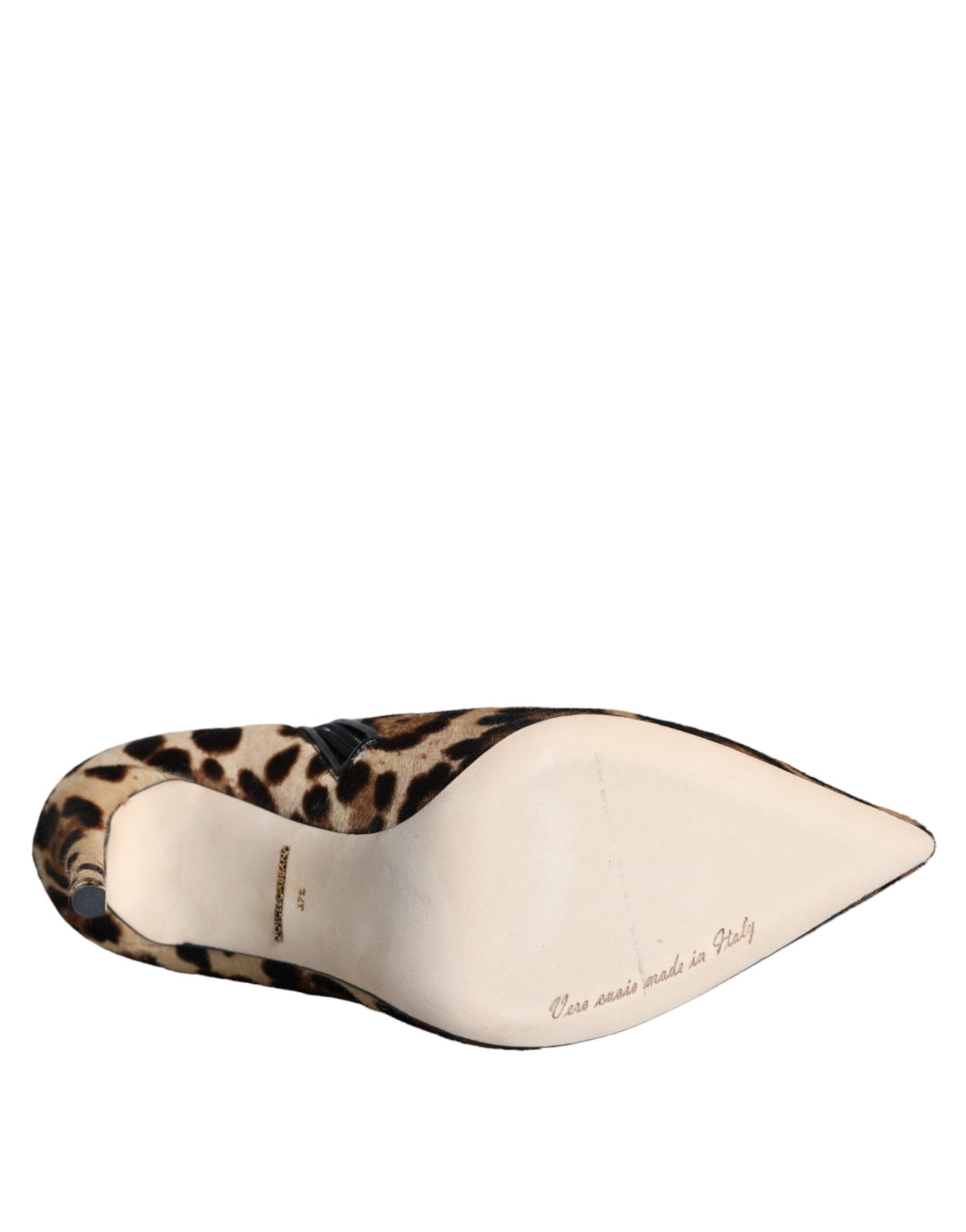 Bottines à talons en fourrure de veau léopard marron Dolce & Gabbana