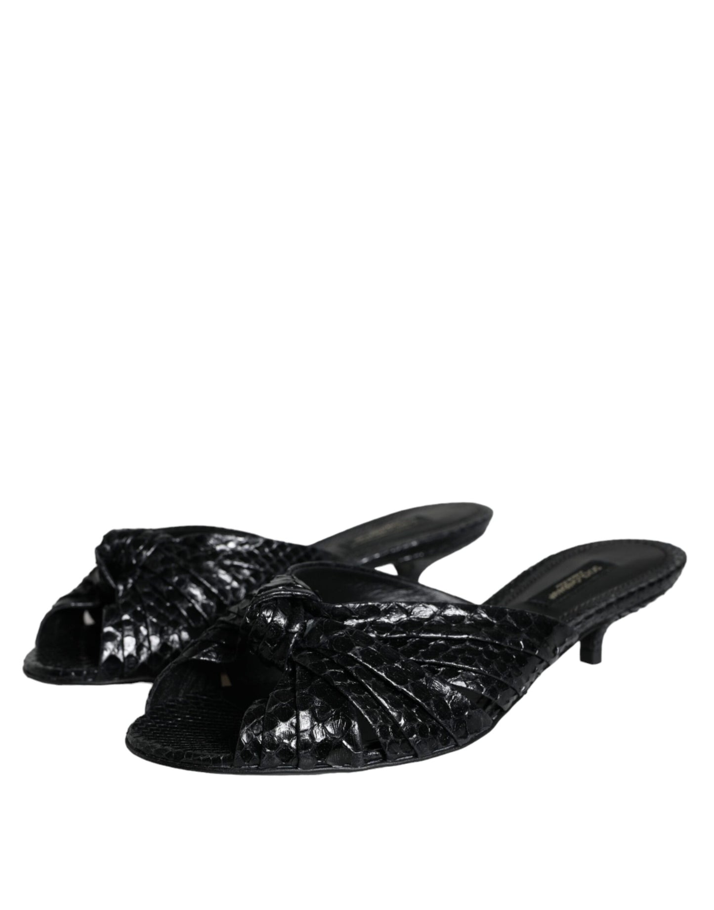 Sandales à talons en cuir noir Dolce & Gabbana