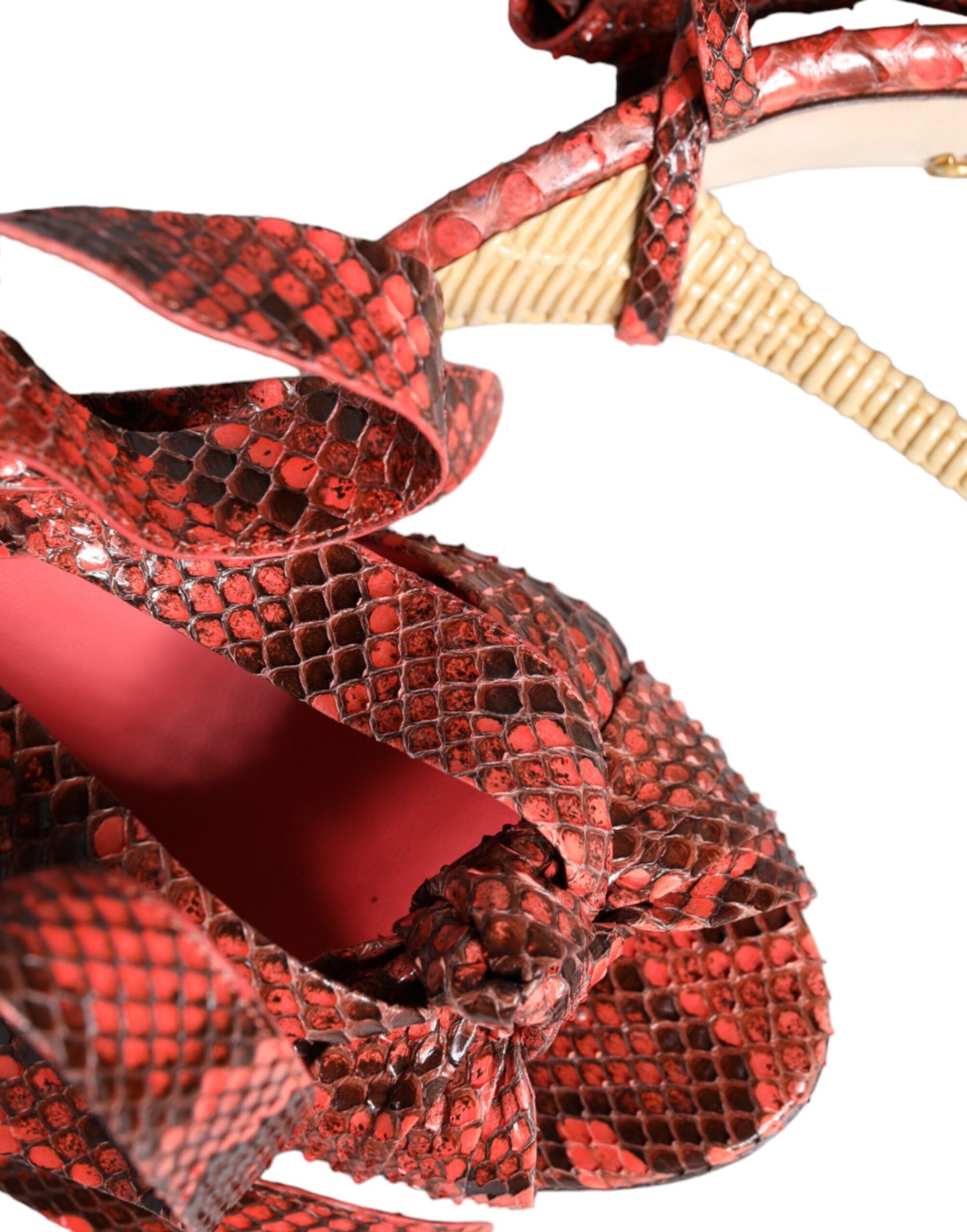 Sandales à talons en cuir exotique corail Dolce & Gabbana