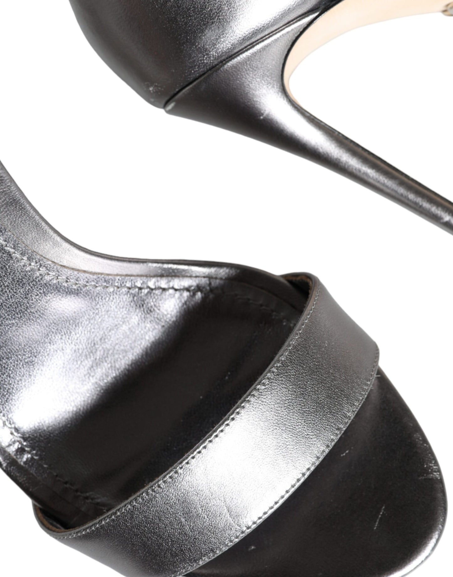 Sandales à talons et bride cheville Dolce & Gabbana argentées KEIRA