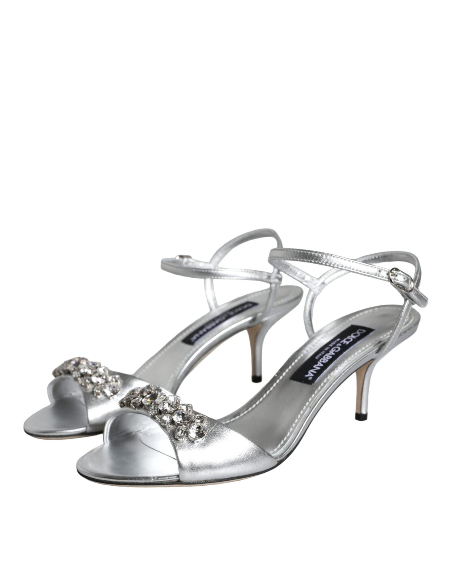 Sandales Keira à bride cheville en cristal argenté Dolce & Gabbana