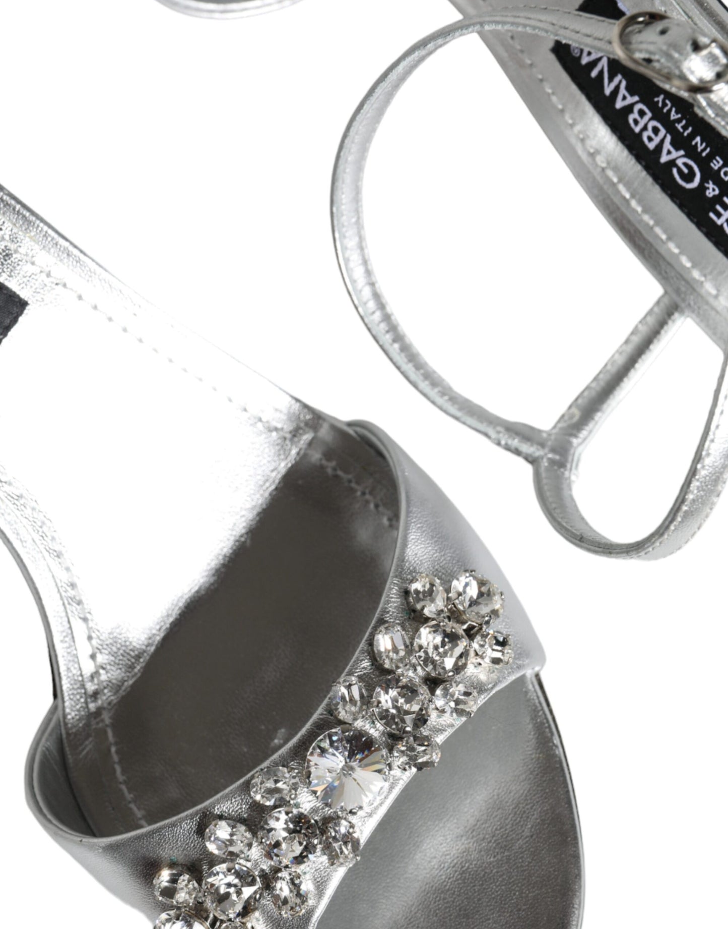 Sandales Keira à bride cheville en cristal argenté Dolce & Gabbana