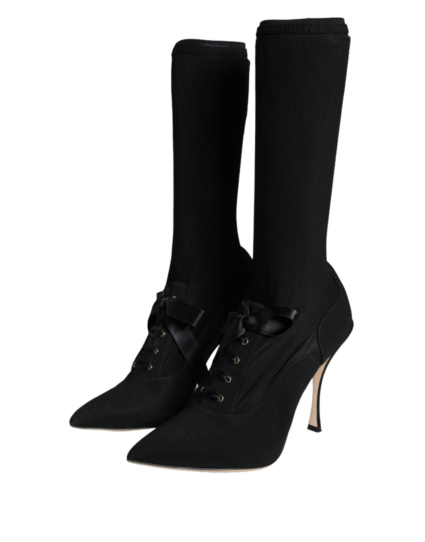 Bottes mi-mollet noires à talons aiguilles Dolce & Gabbana