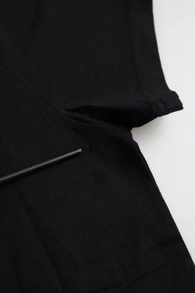 T-shirt col rond manches courtes en coton noir avec logo Balenciaga