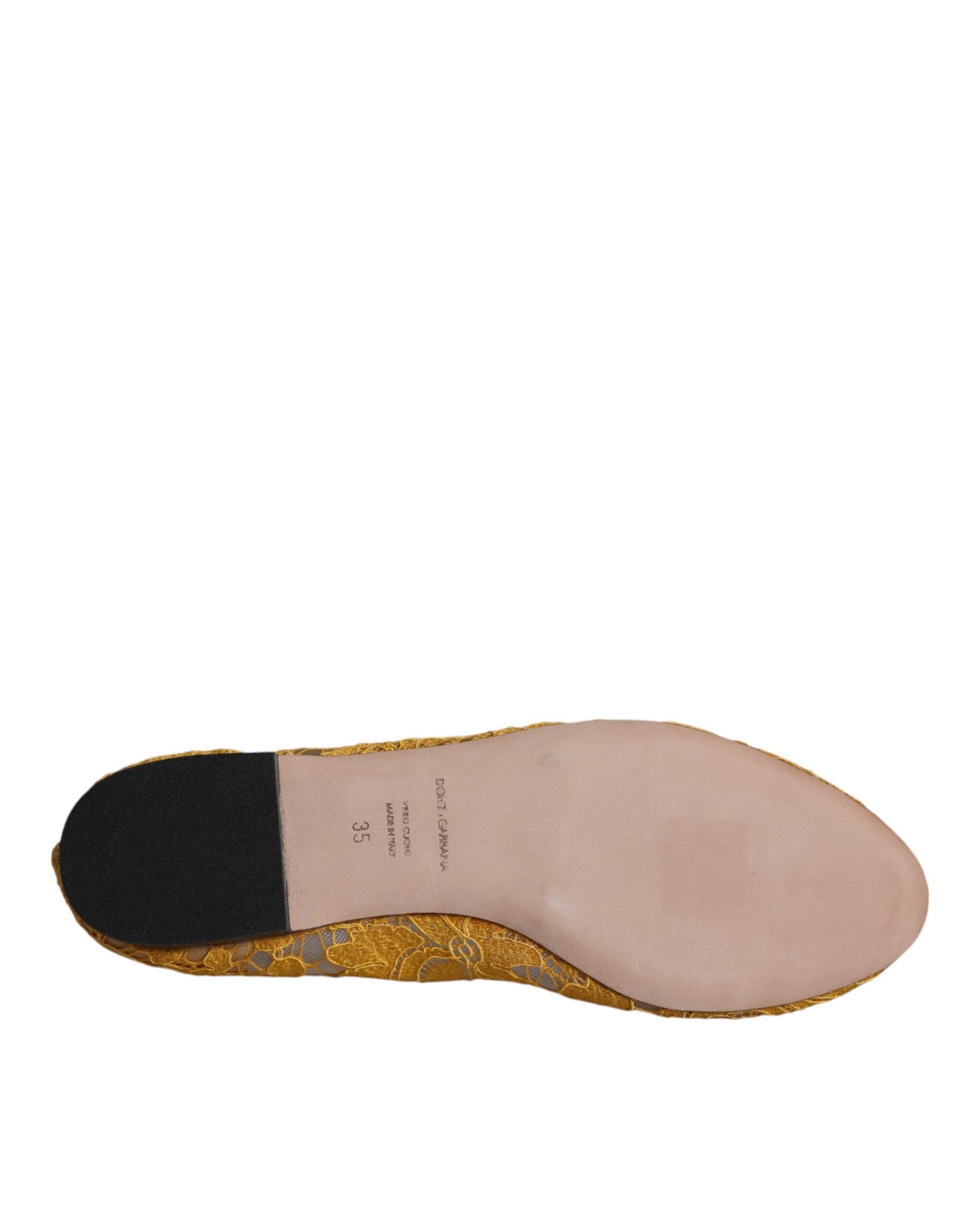 Ballerines mocassins Dolce & Gabbana en dentelle et cristaux moutarde