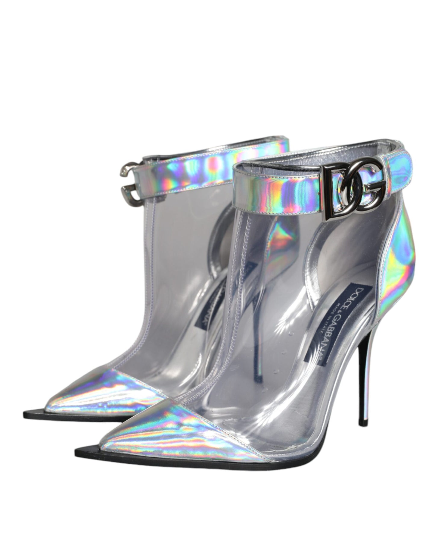 Bottes courtes pointues en PVC irisé argenté Dolce & Gabbana