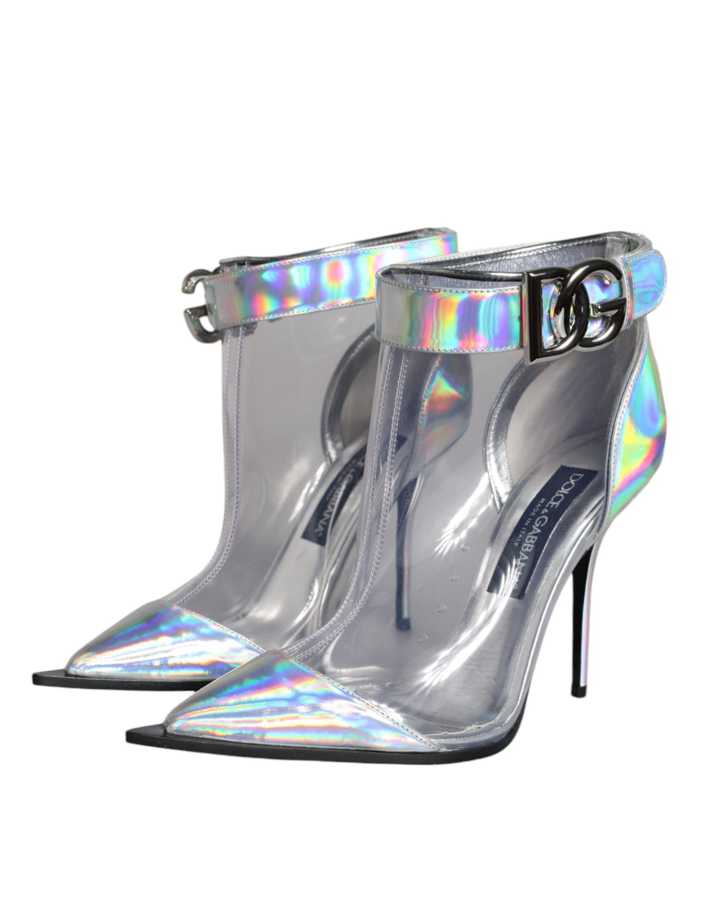 Bottes courtes pointues en PVC irisé argenté Dolce & Gabbana