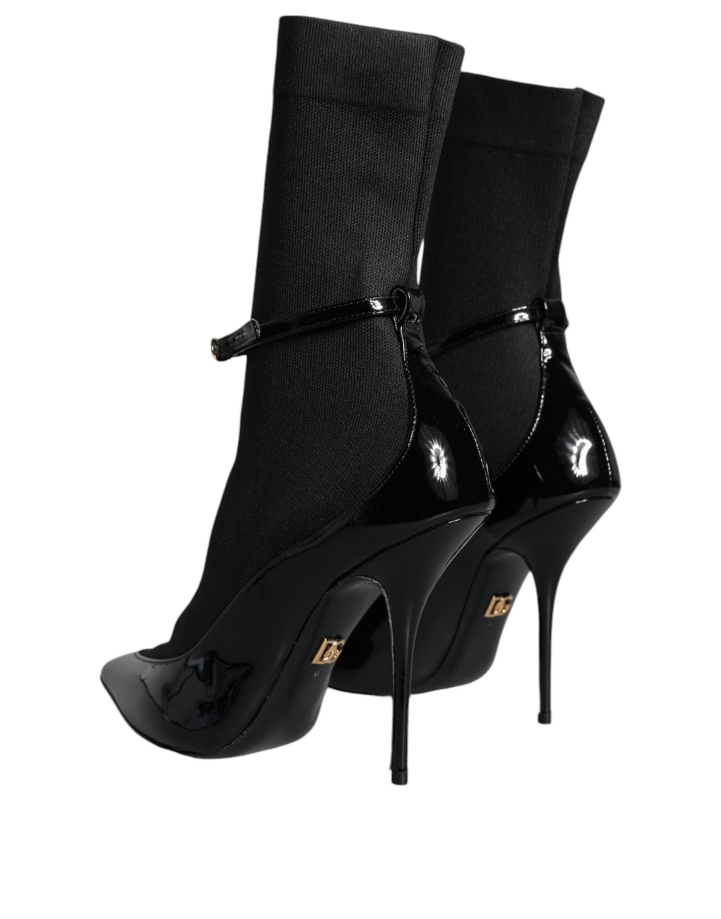 Dolce & Gabbana Bottines à talons aiguilles en cuir noir Chaussettes Chaussures