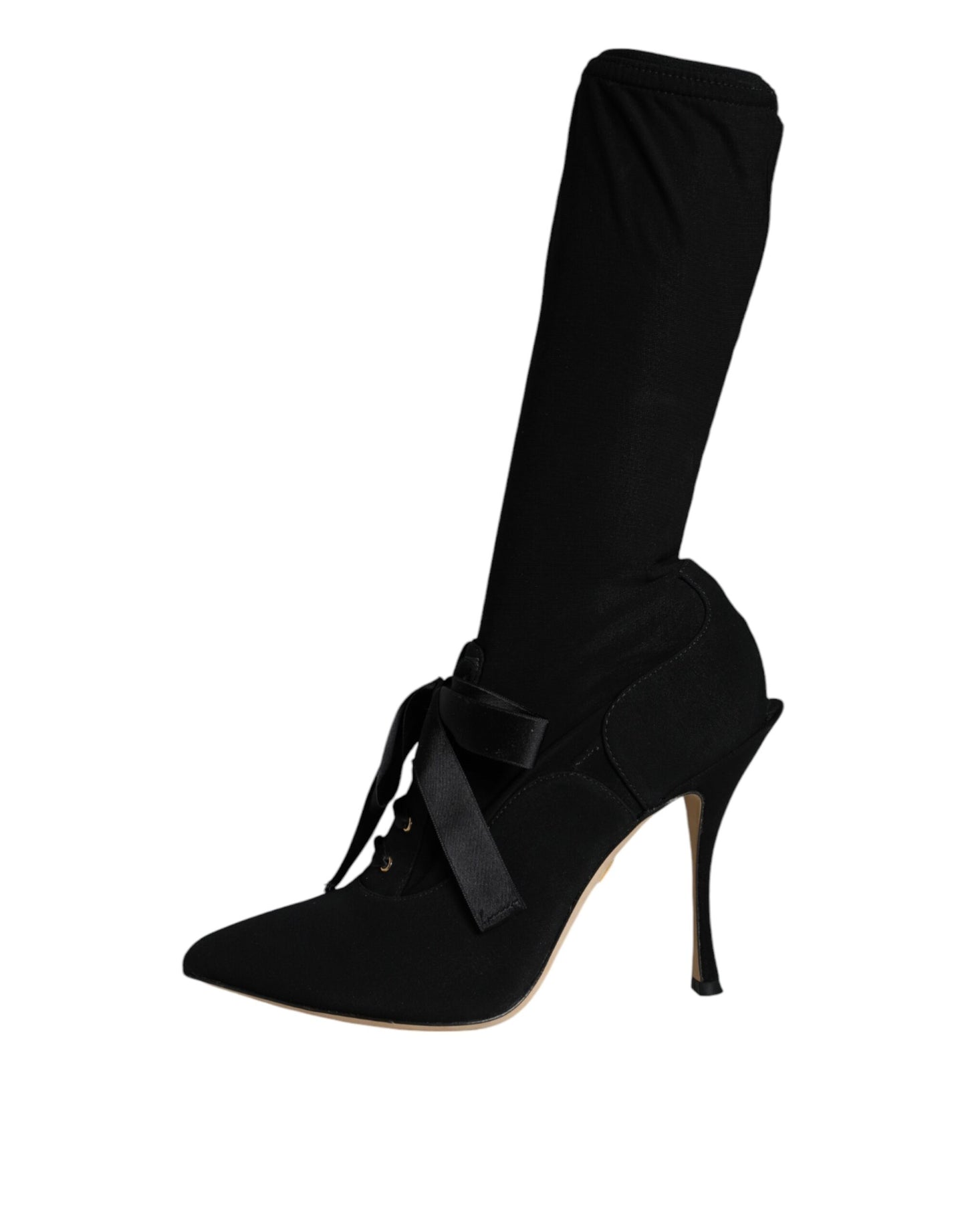 Bottes mi-mollet noires à talons aiguilles Dolce & Gabbana