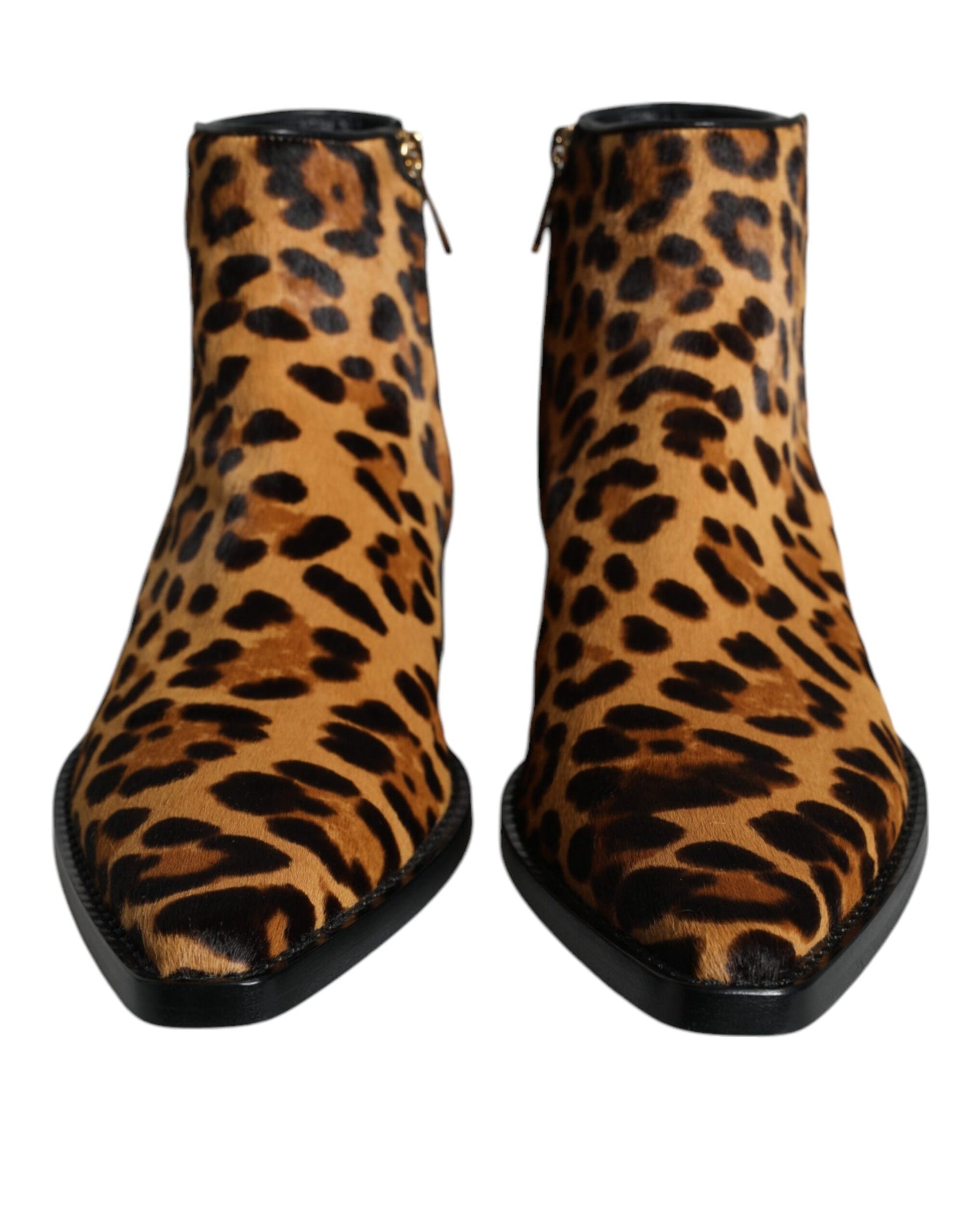 Bottines en fourrure de veau léopard marron Dolce & Gabbana
