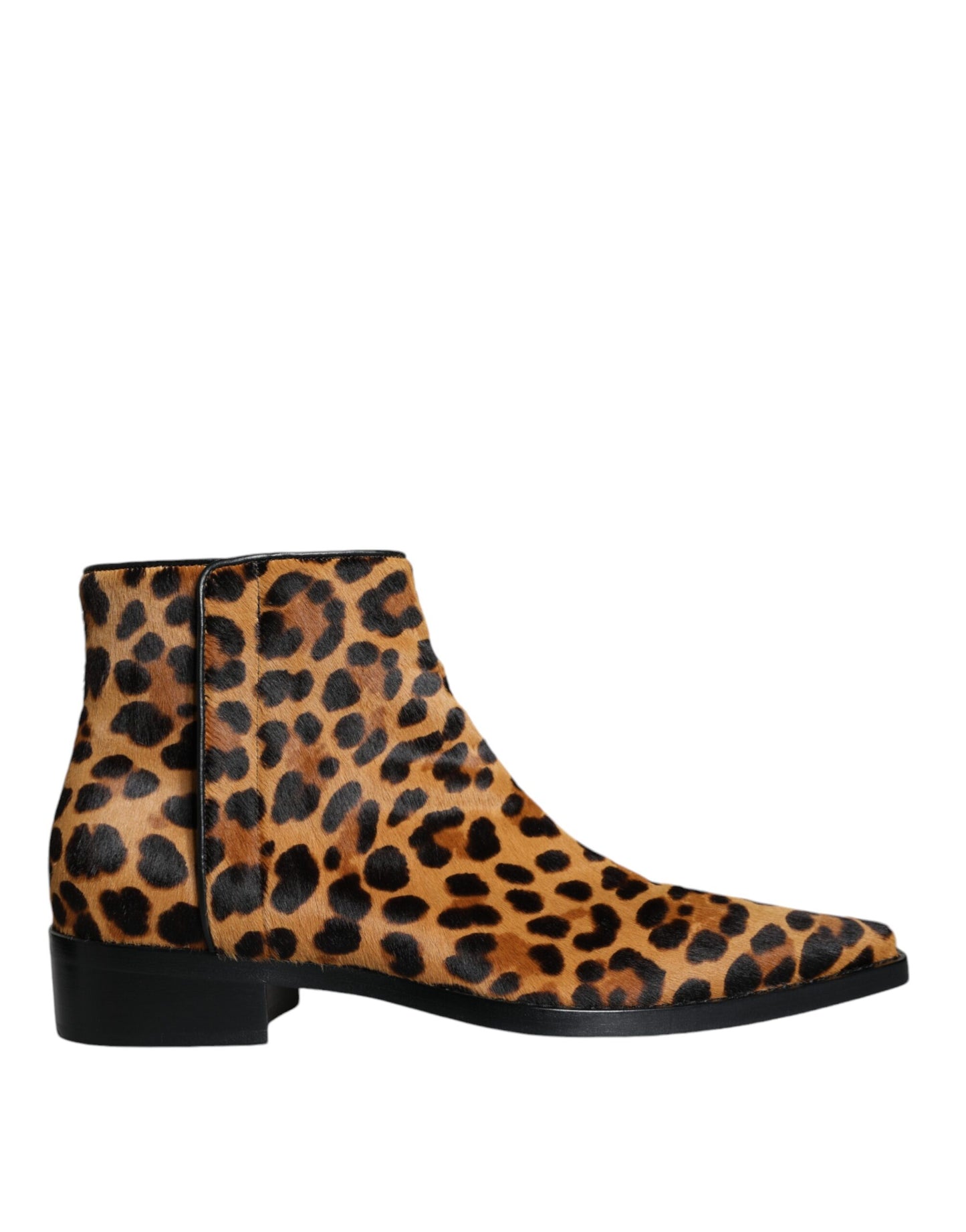 Bottines en fourrure de veau léopard marron Dolce & Gabbana